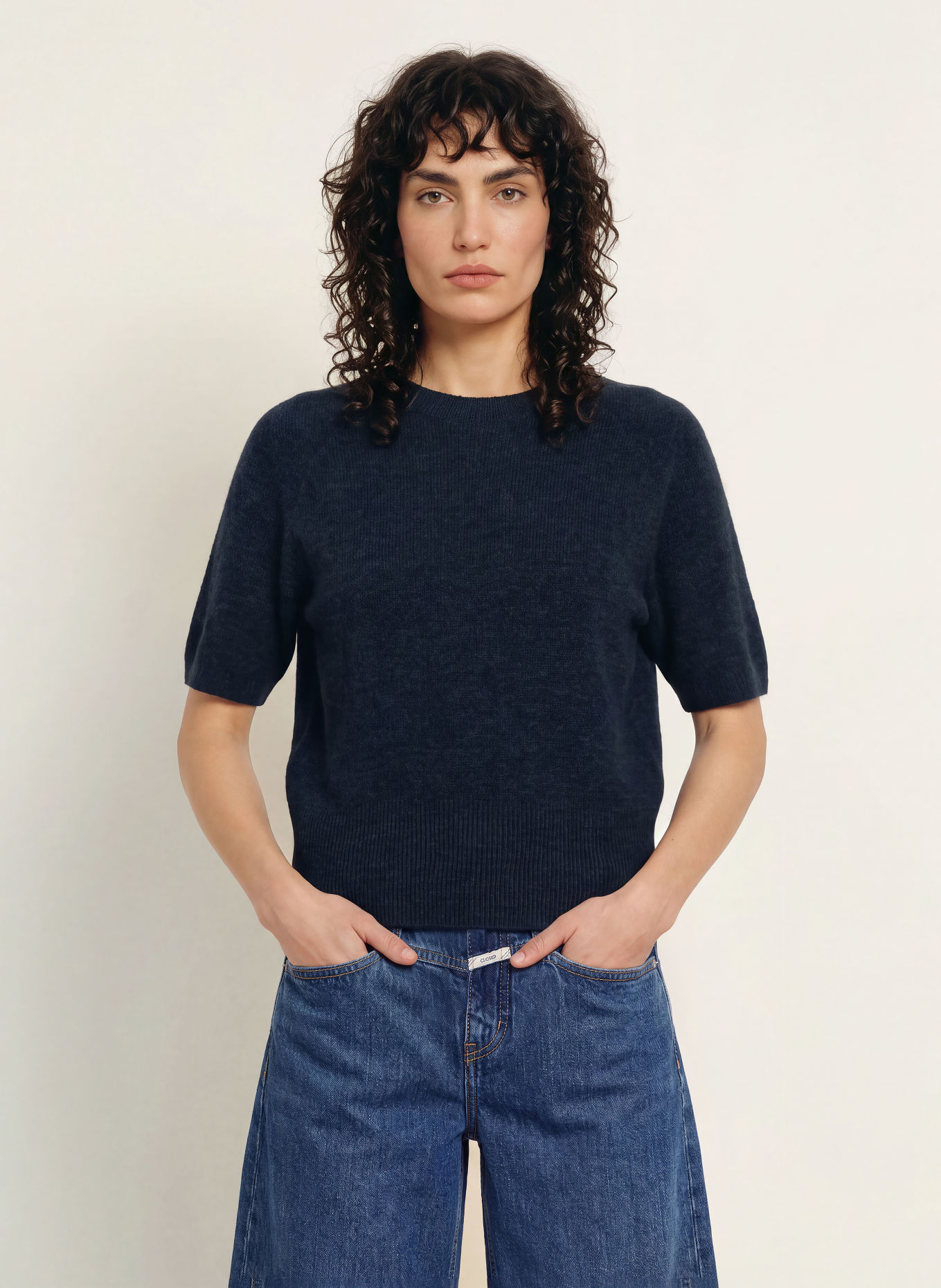 CLOSED Strickshirt mit Alpaka: DUNKELBLAU