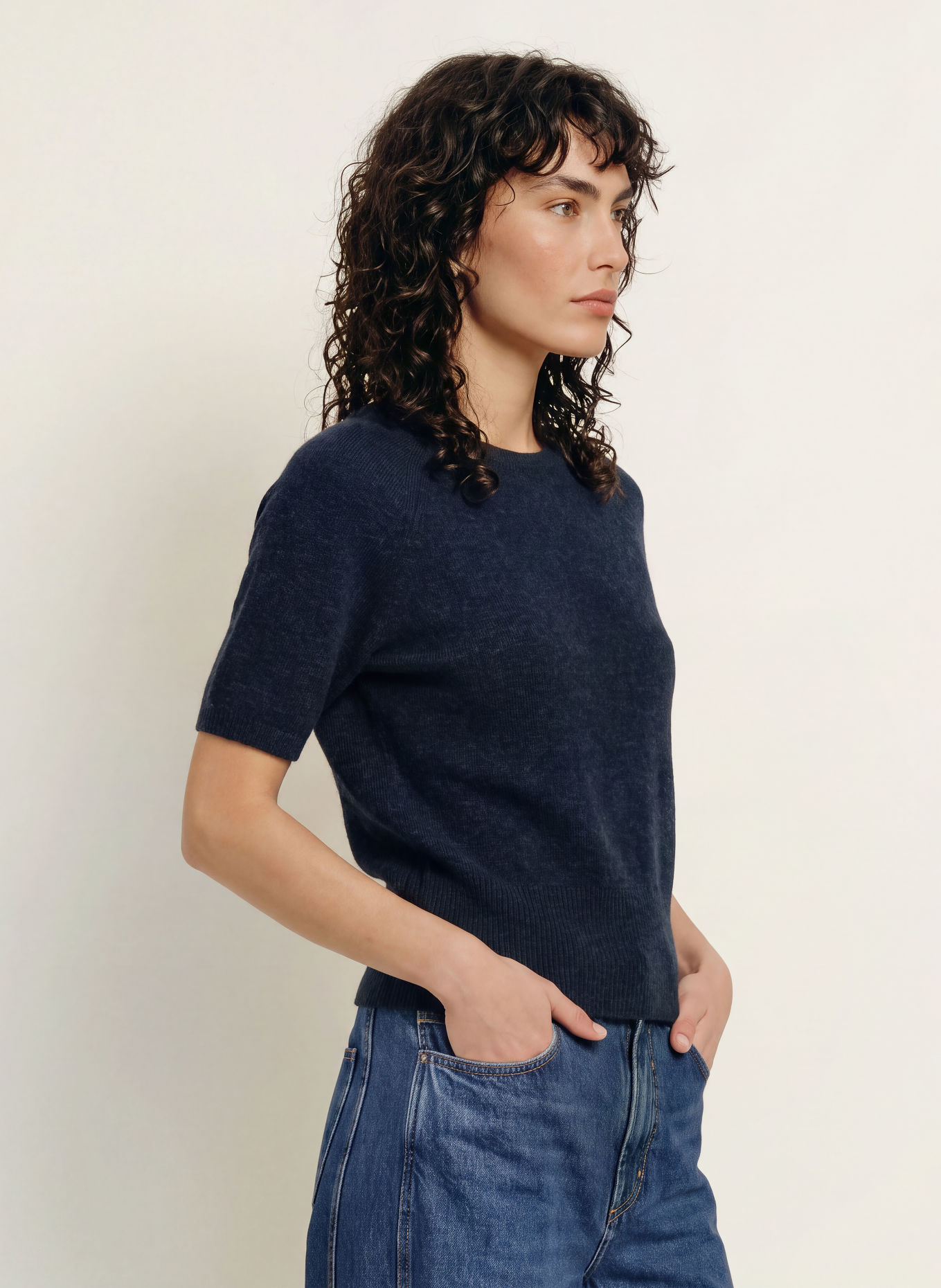 CLOSED Strickshirt mit Alpaka: DUNKELBLAU