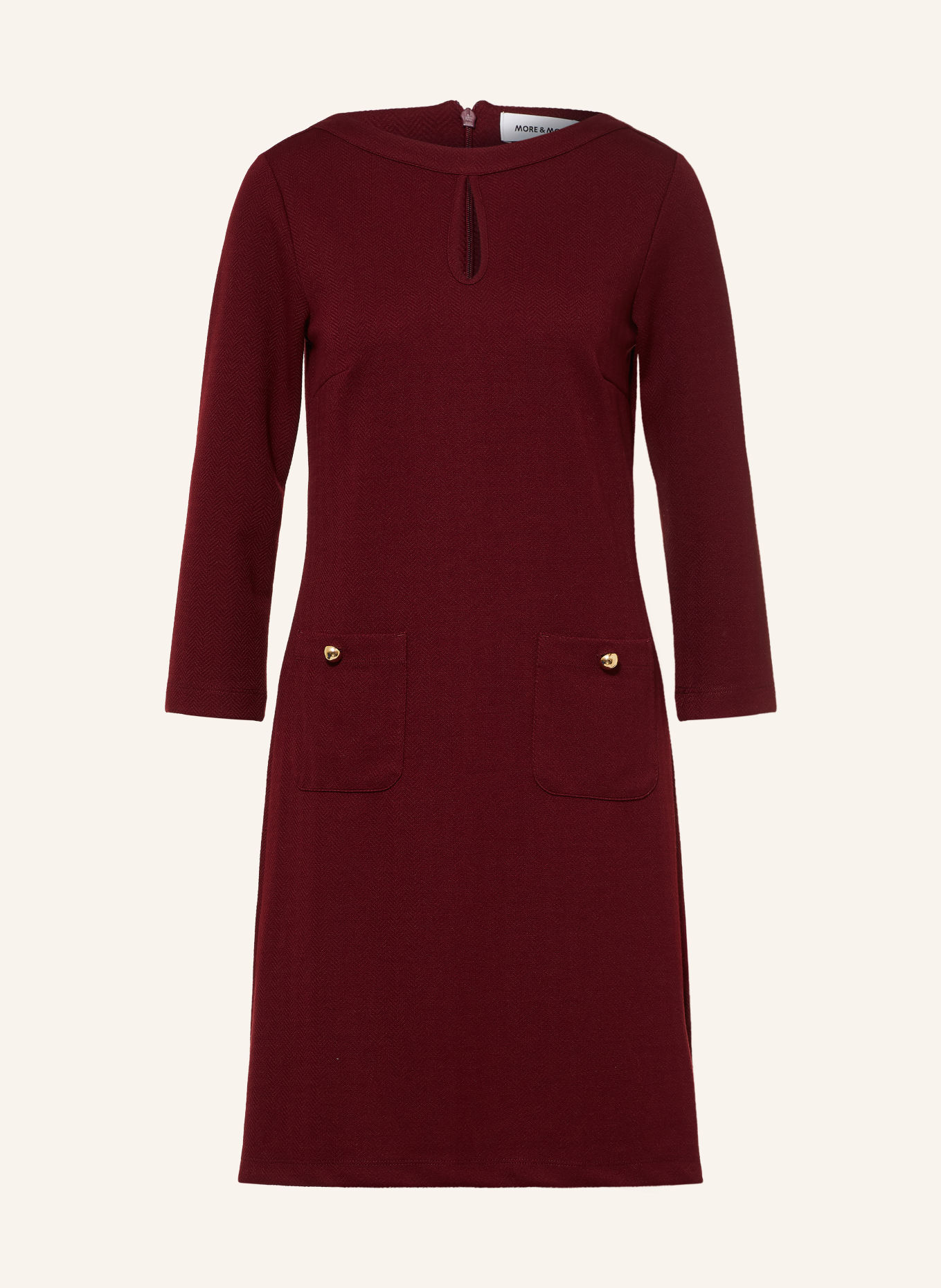 MORE & MORE Kleid mit Cut-out und 3/4-Arm: DUNKELROT