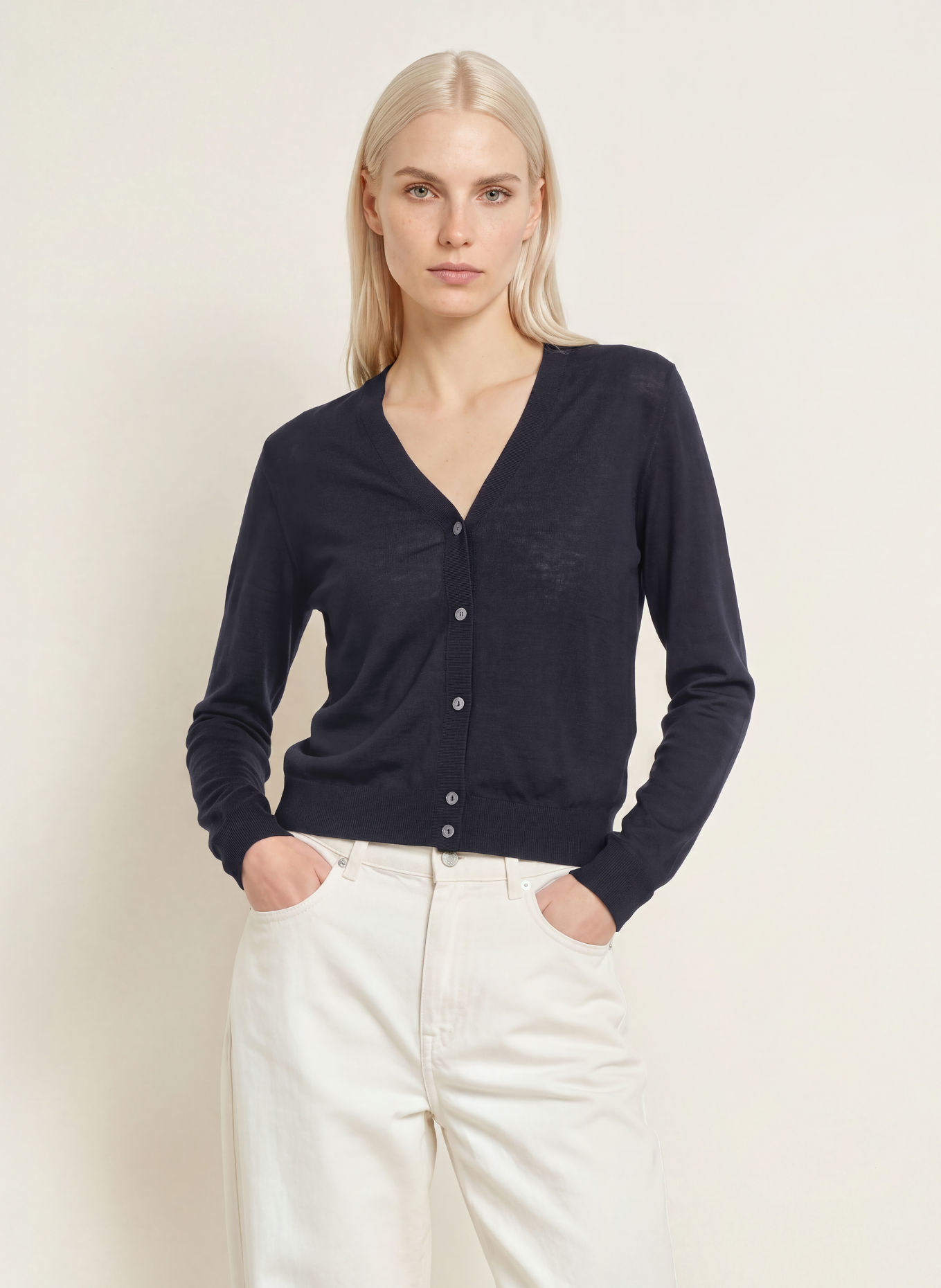 MAERZ MUENCHEN Strickjacke: DUNKELBLAU