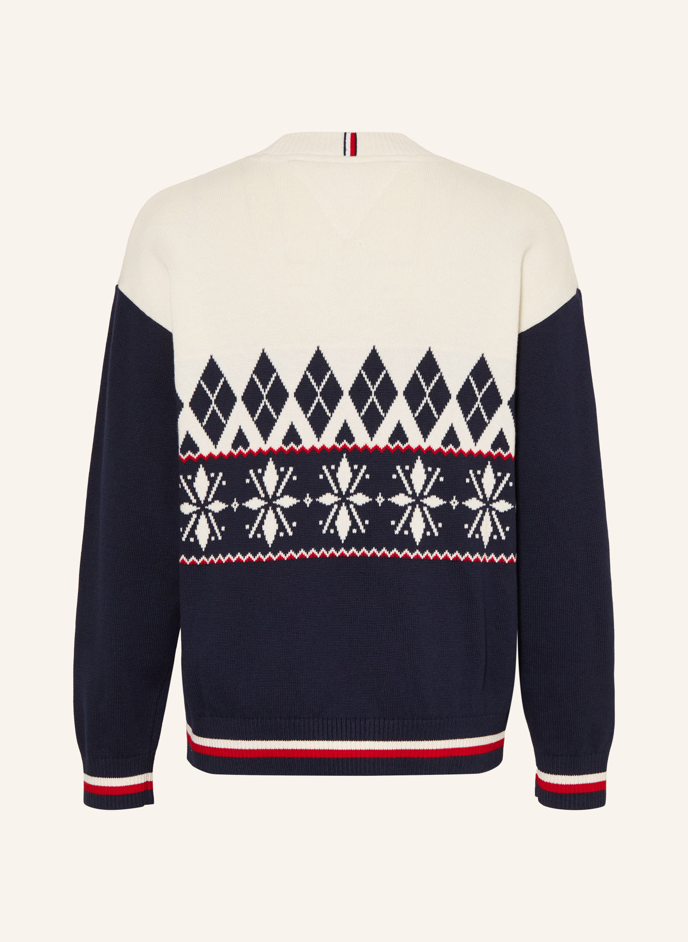TOMMY HILFIGER Pullover: WEISS / ROT / DUNKELBLAU