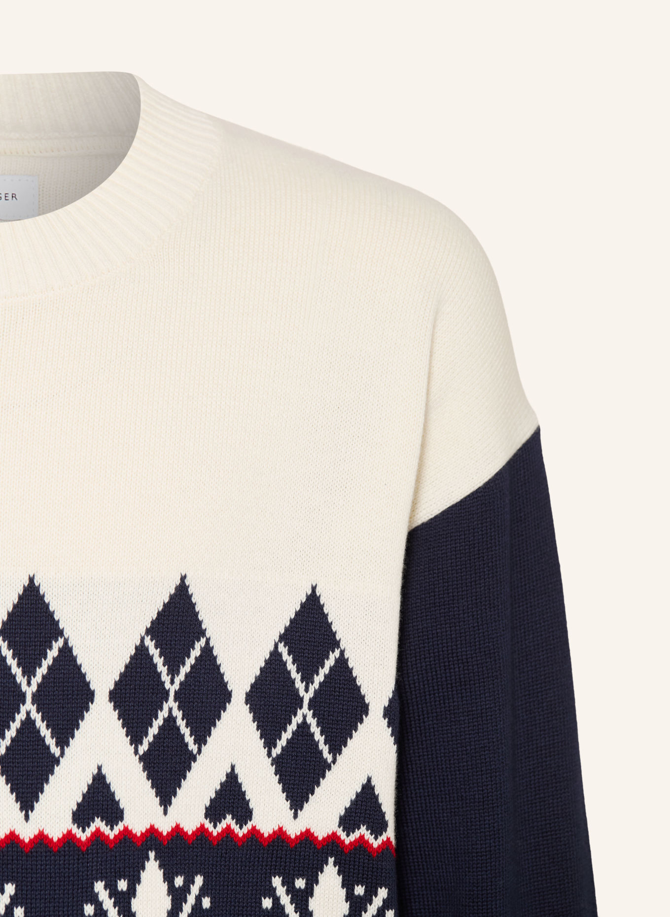 TOMMY HILFIGER Pullover: WEISS / ROT / DUNKELBLAU