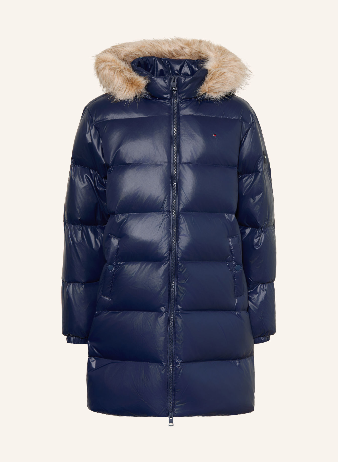 TOMMY HILFIGER Down jacket with removable faux fur: DARK BLUE
