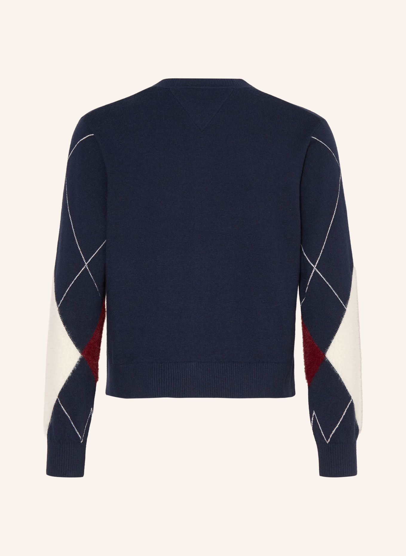 TOMMY HILFIGER Strickjacke: DUNKELBLAU / CREME / DUNKELROT