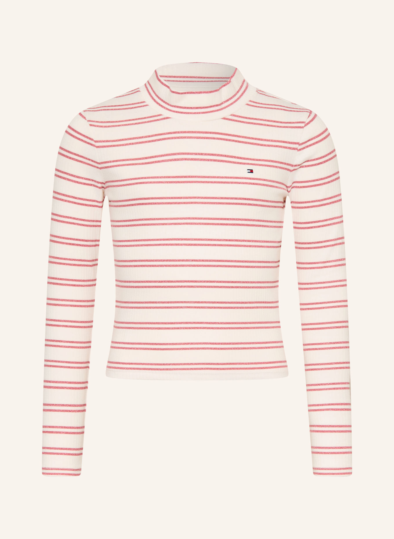 TOMMY HILFIGER Longsleeve mit Glitzergarn: CREME / ROSA