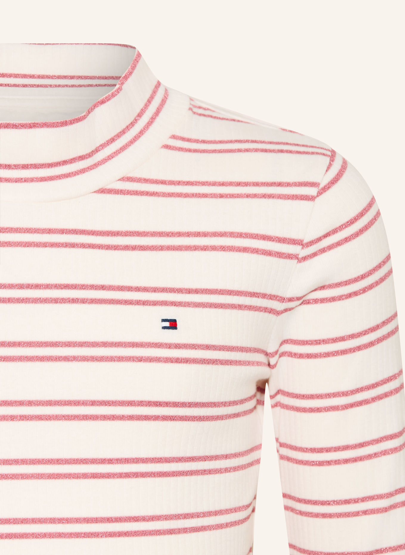 TOMMY HILFIGER Longsleeve mit Glitzergarn: CREME / ROSA