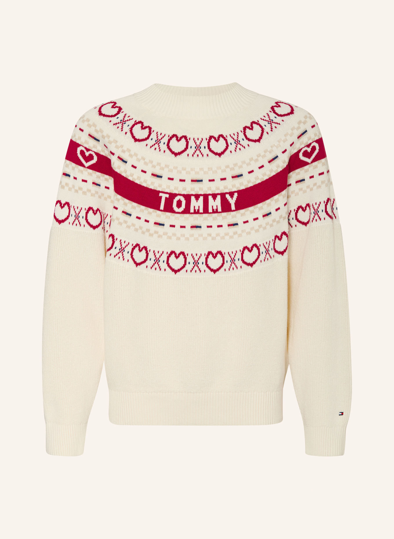 TOMMY HILFIGER Pulovere: CREM / BEJ / ROȘU ÎNCHIS