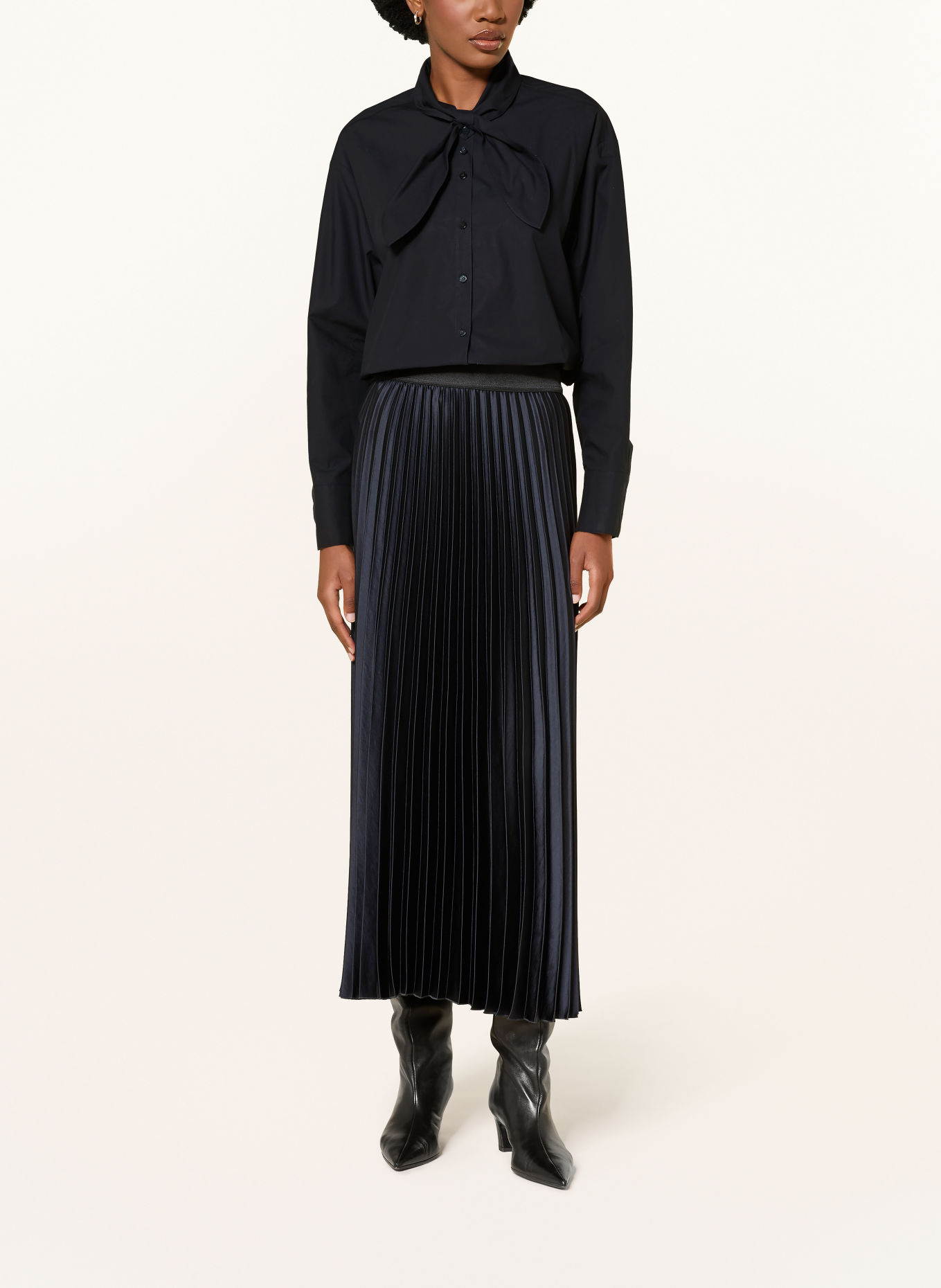 LUISA CERANO Tie-neck blouse: DARK BLUE