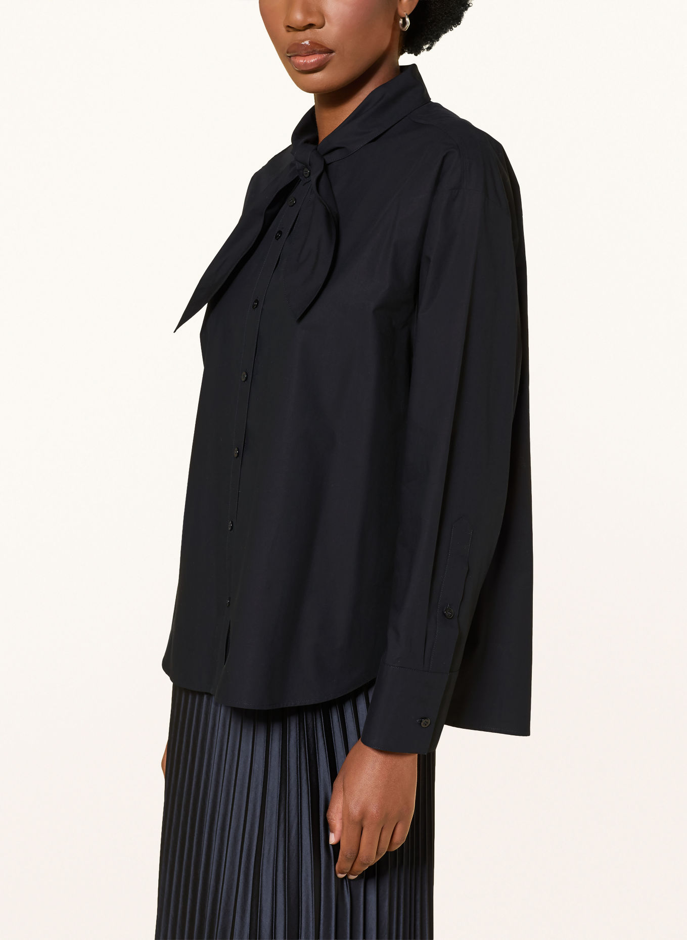 LUISA CERANO Tie-neck blouse: DARK BLUE