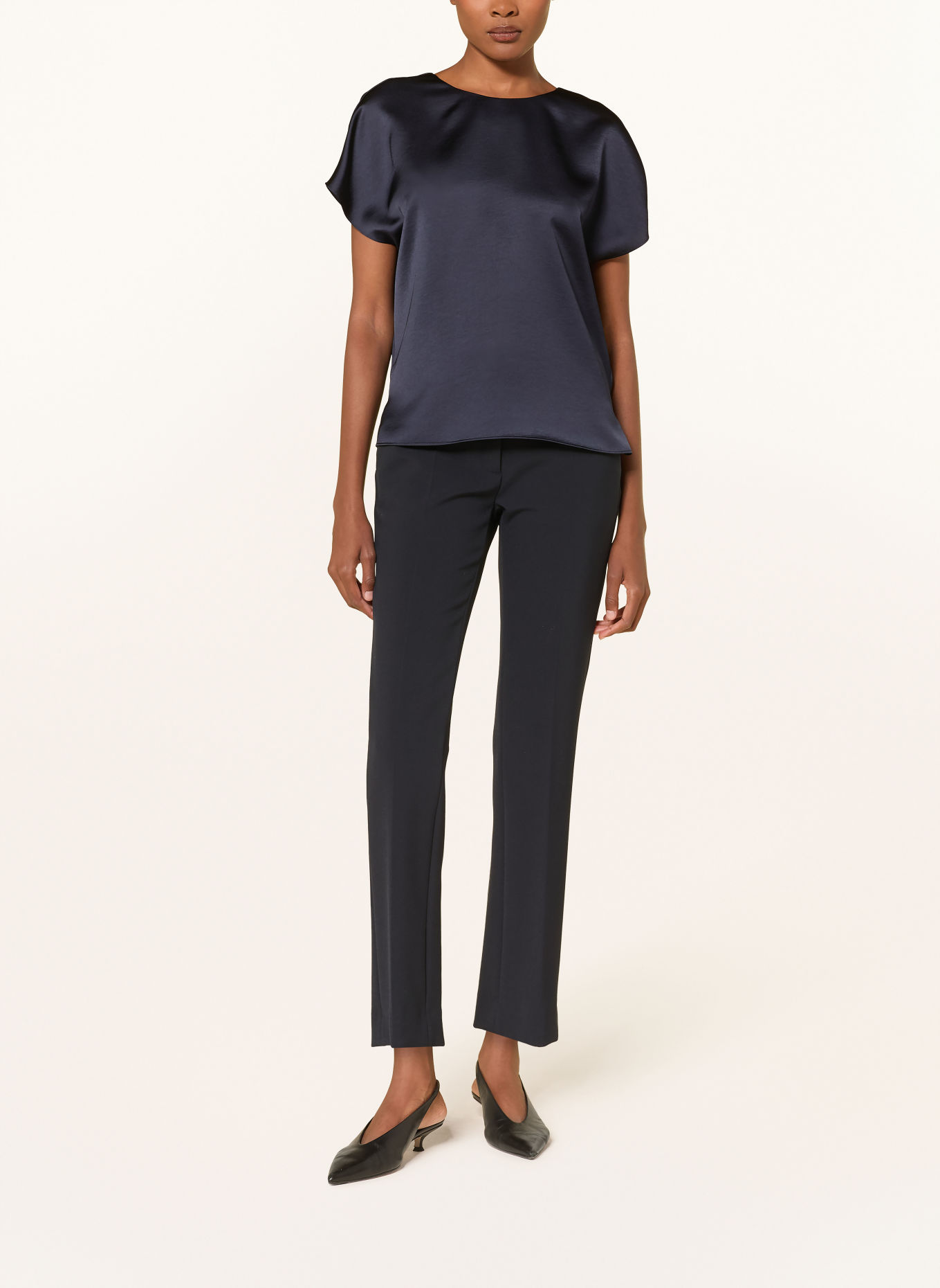 LUISA CERANO Satin shirt blouse: DARK BLUE