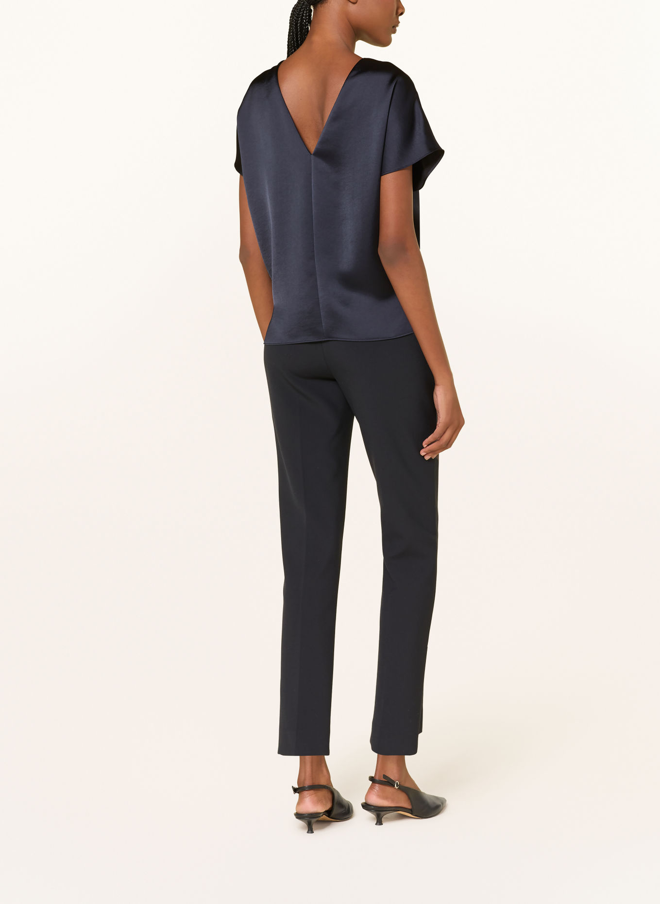 LUISA CERANO Satin shirt blouse: DARK BLUE