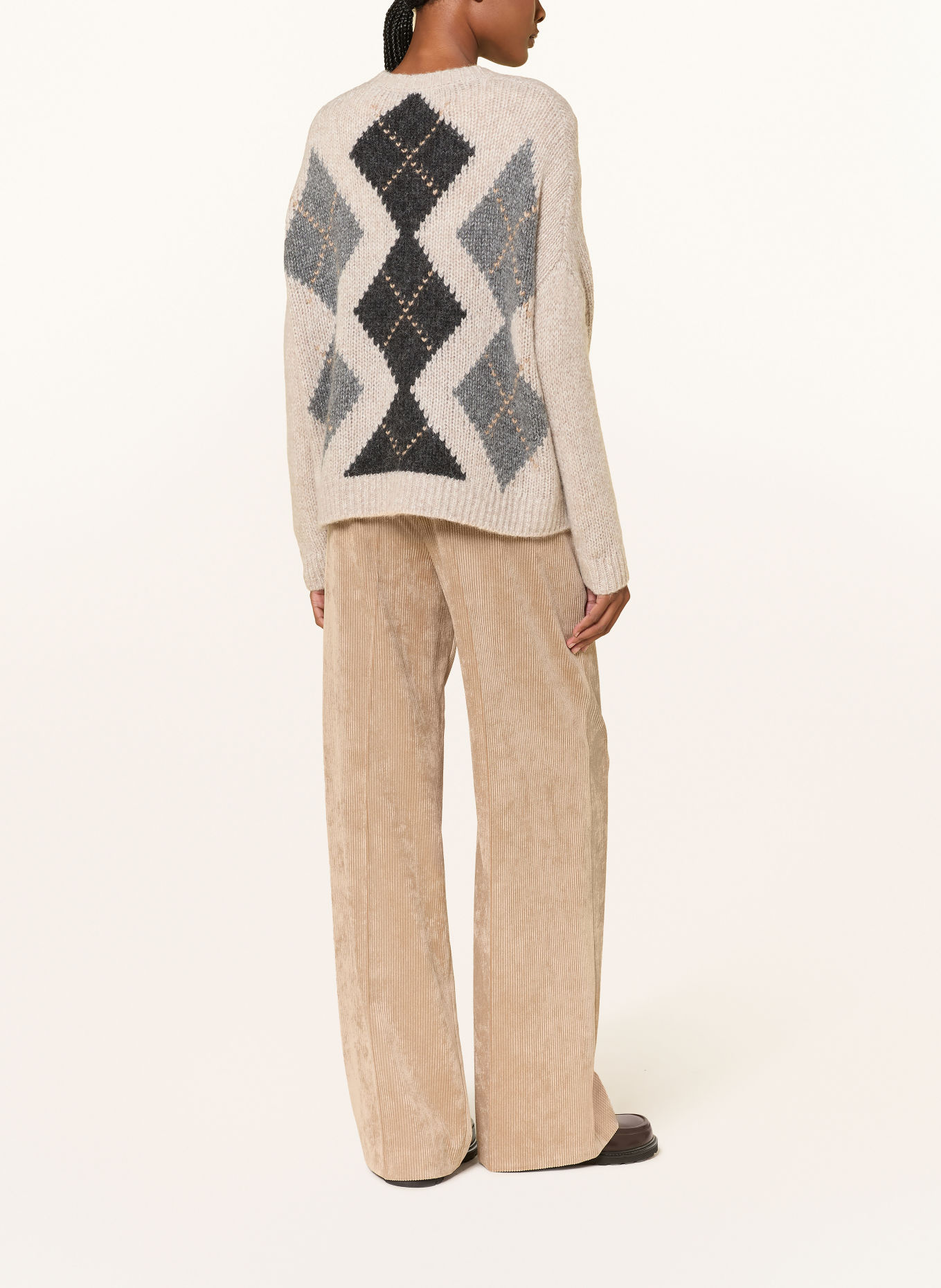 LUISA CERANO Corduroy wide-leg trousers: BEIGE