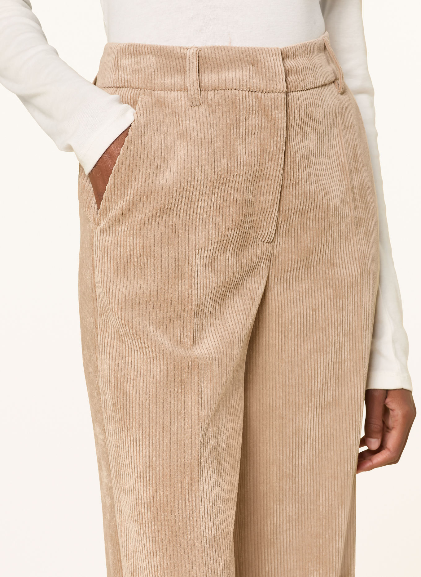 LUISA CERANO Corduroy wide-leg trousers: BEIGE