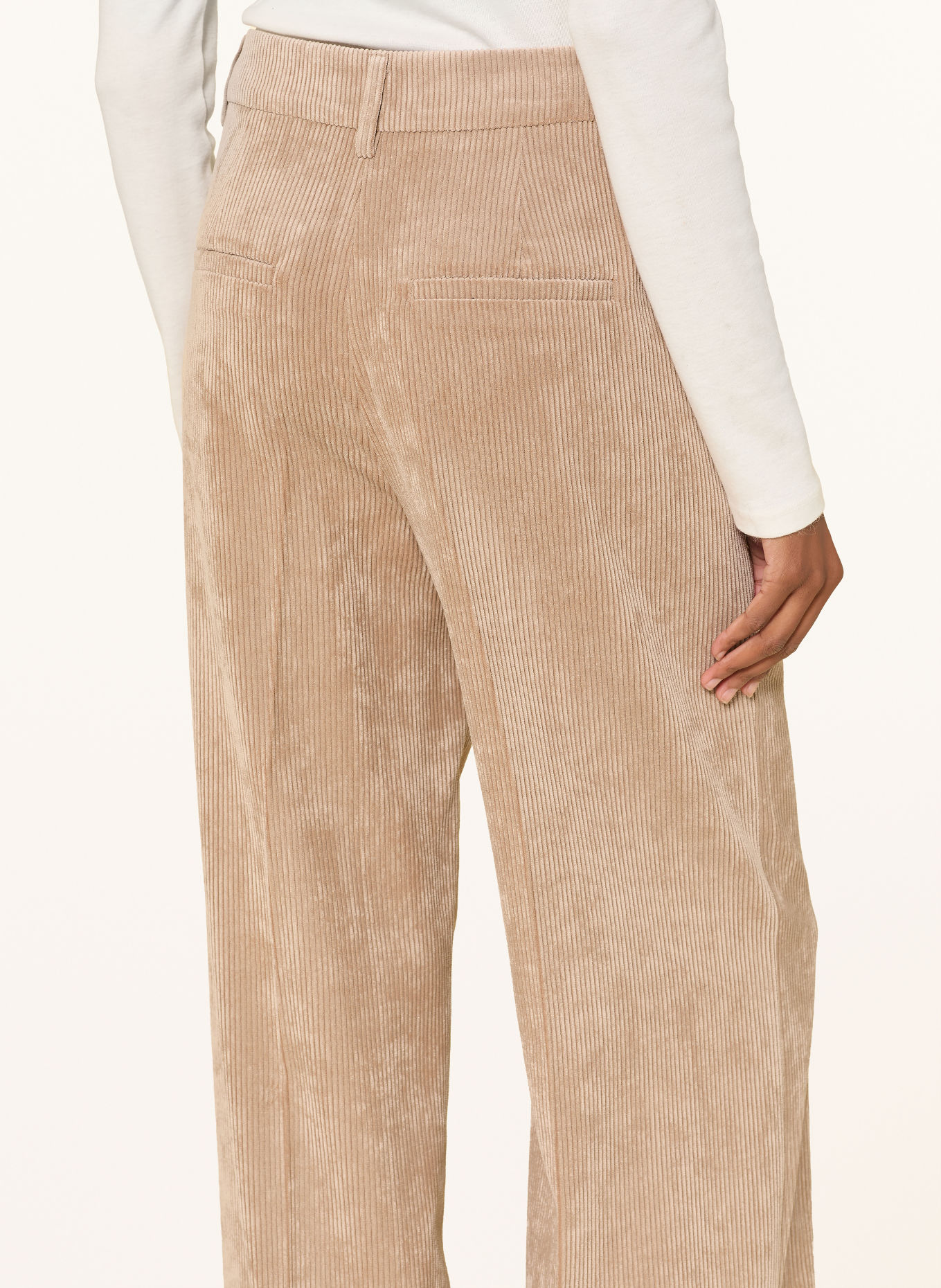 LUISA CERANO Corduroy wide-leg trousers: BEIGE