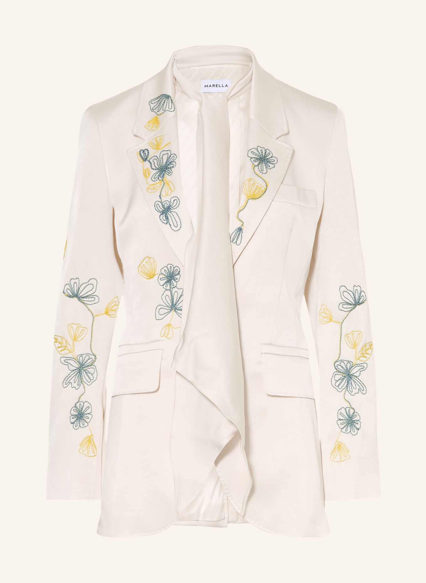 MARELLA Blazer MLLTEMA mit abnehmbarem Schal: ECRU / HELLGRÜN / PETROL