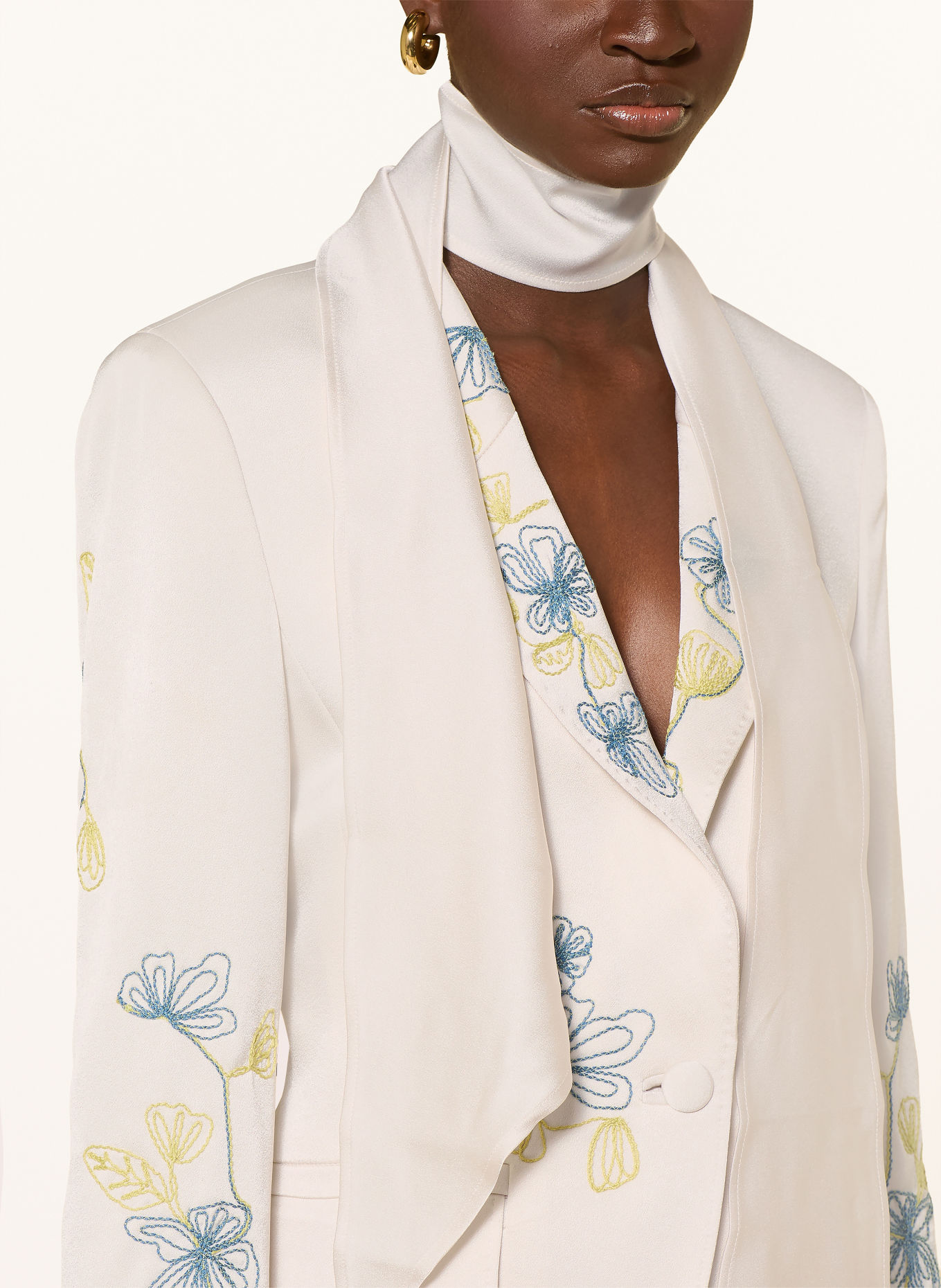 MARELLA Blazer MLLTEMA mit abnehmbarem Schal: ECRU / HELLGRÜN / PETROL