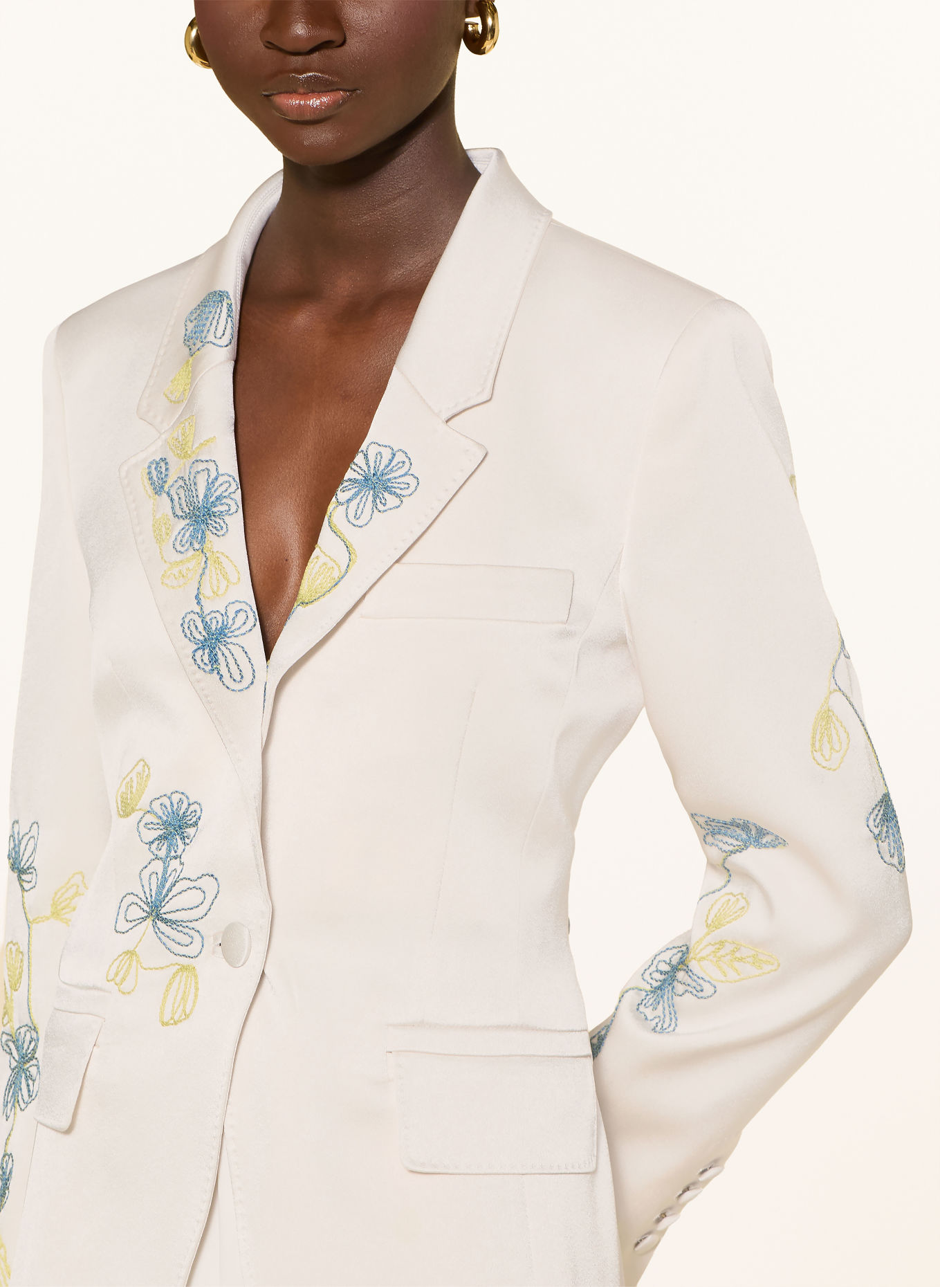 MARELLA Blazer MLLTEMA mit abnehmbarem Schal: ECRU / HELLGRÜN / PETROL