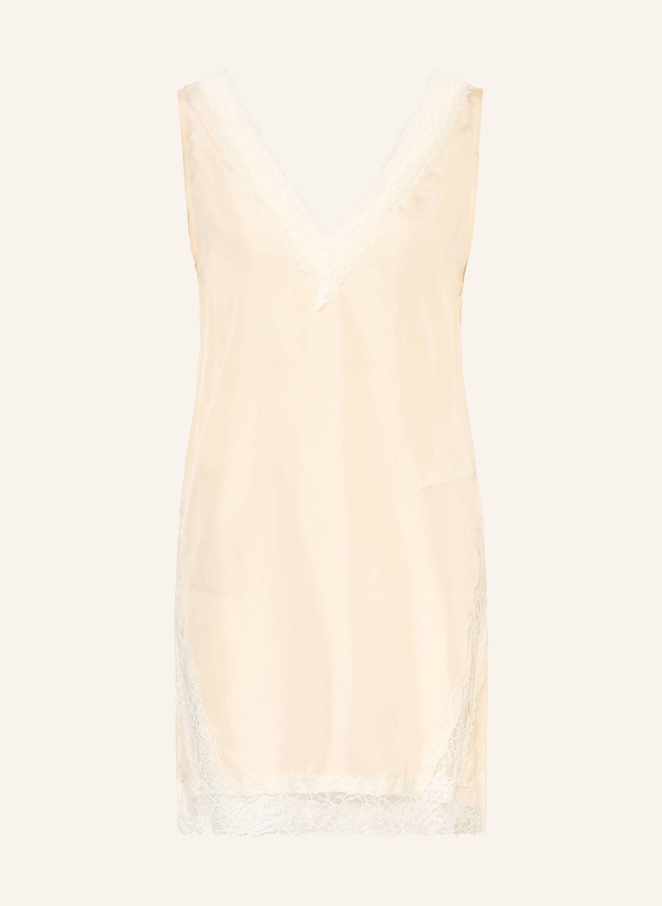 MARELLA MLSCOSTONE-blusetop i silke med blonder: CREME / HVID