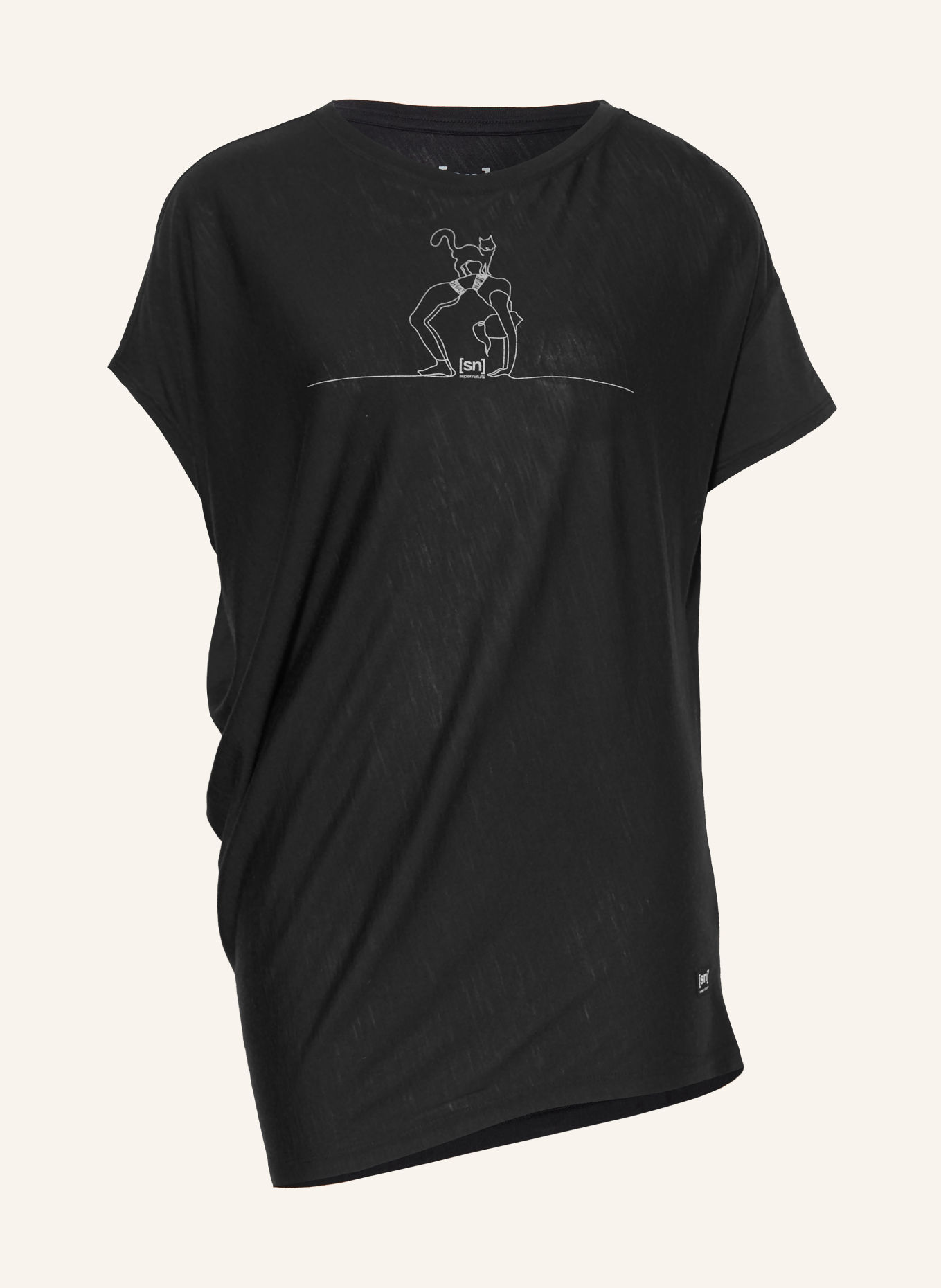 super.natural CAT YOGA Performance Shirt: BLACK / LIGHT GRAY