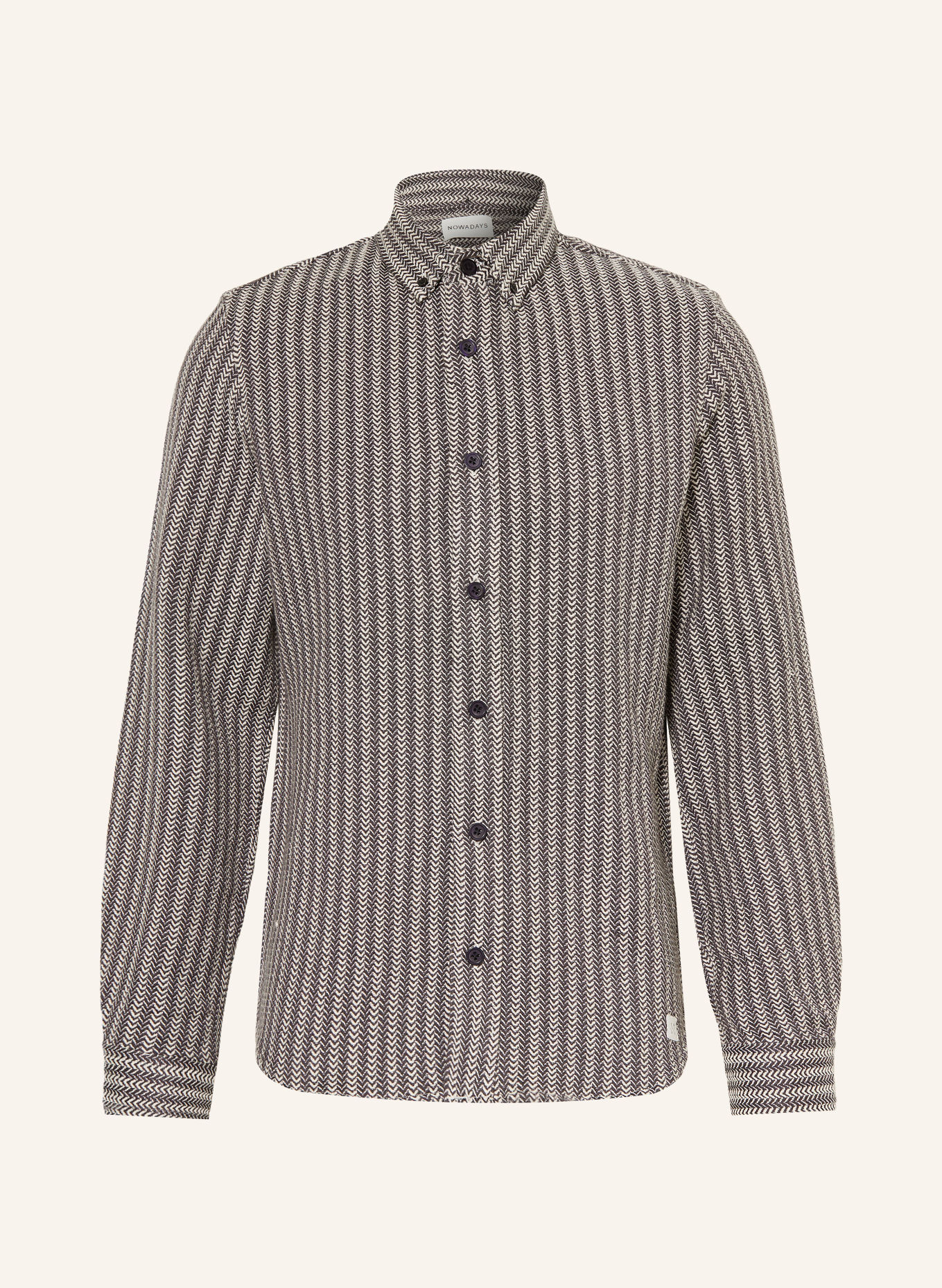 NOWADAYS Comfort Fit Shirt: DARK BROWN / CREAM