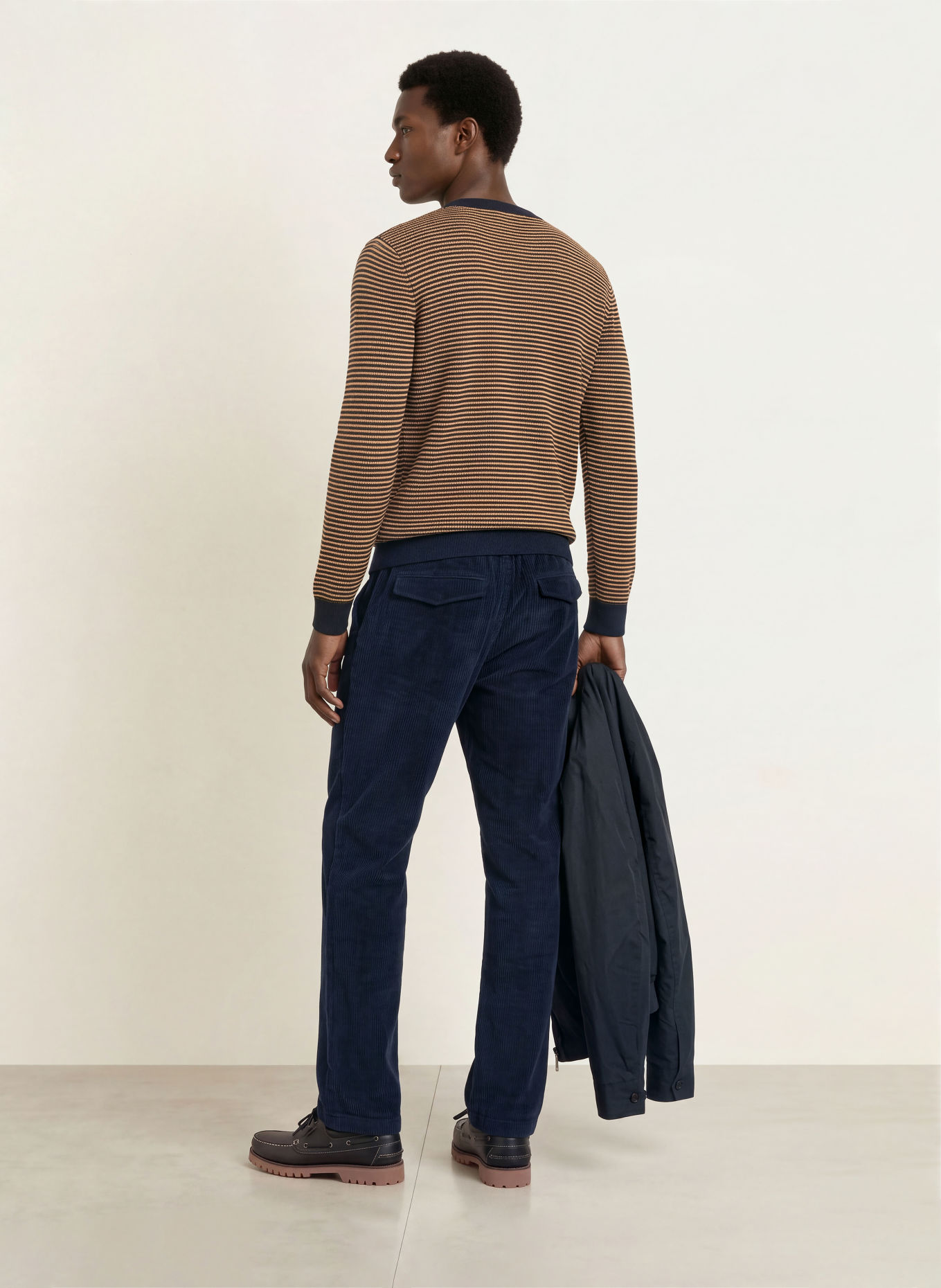 NOWADAYS Trui: DONKERBLAUW / MARRON FONCÉ / BEIGE