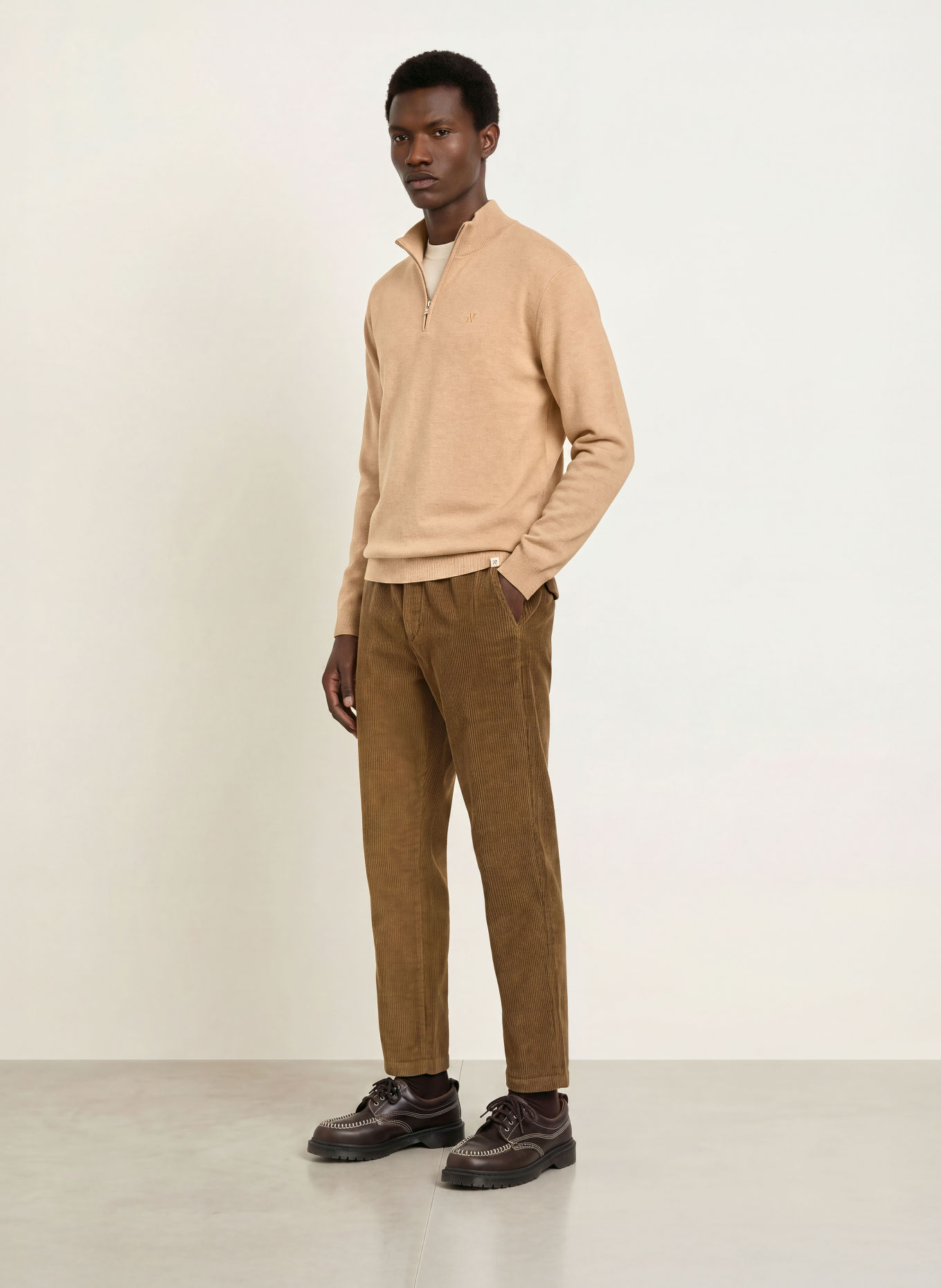 NOWADAYS Sweter typu troyer: CAMELOWY