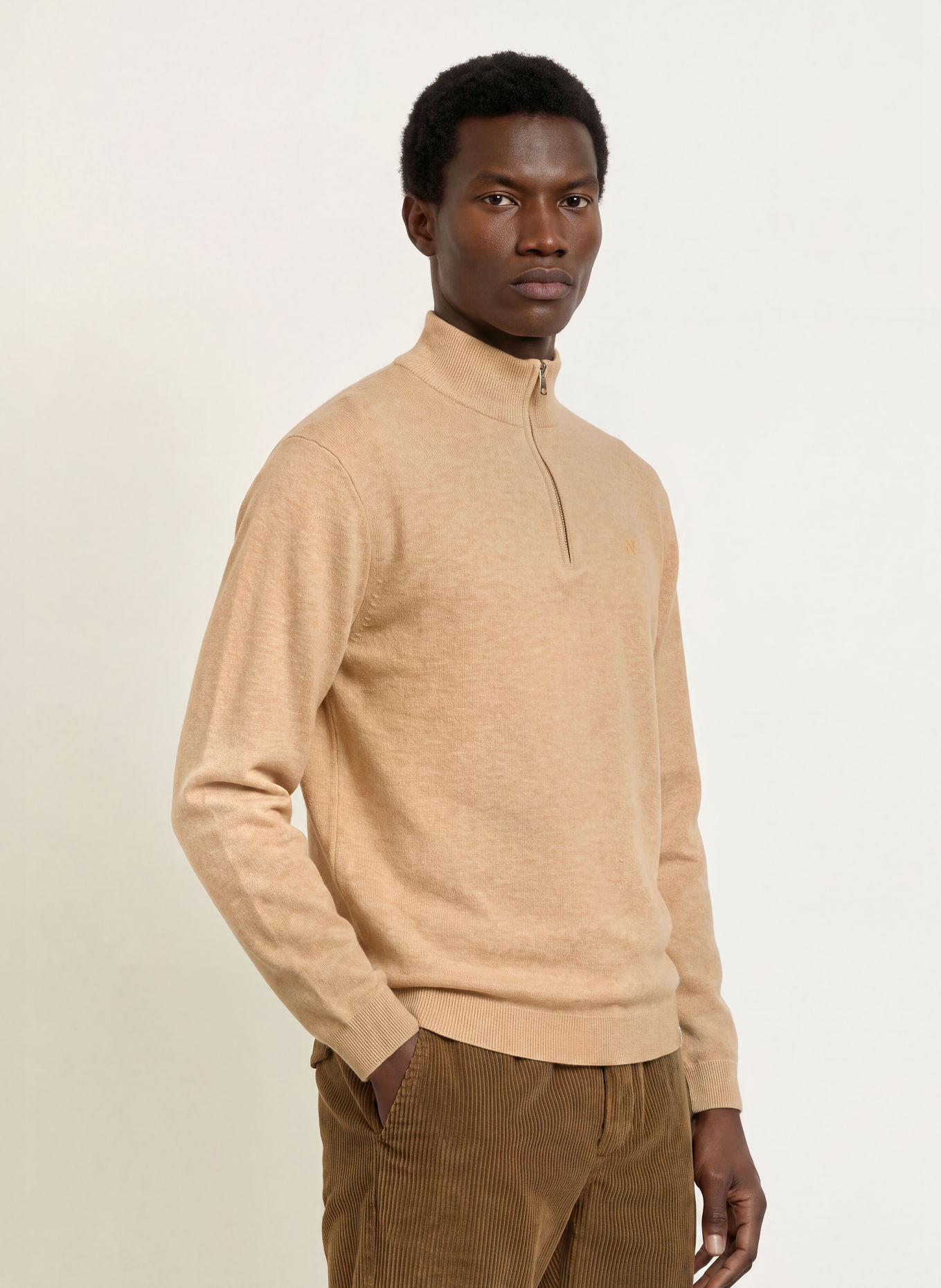 NOWADAYS Sweter typu troyer: CAMELOWY
