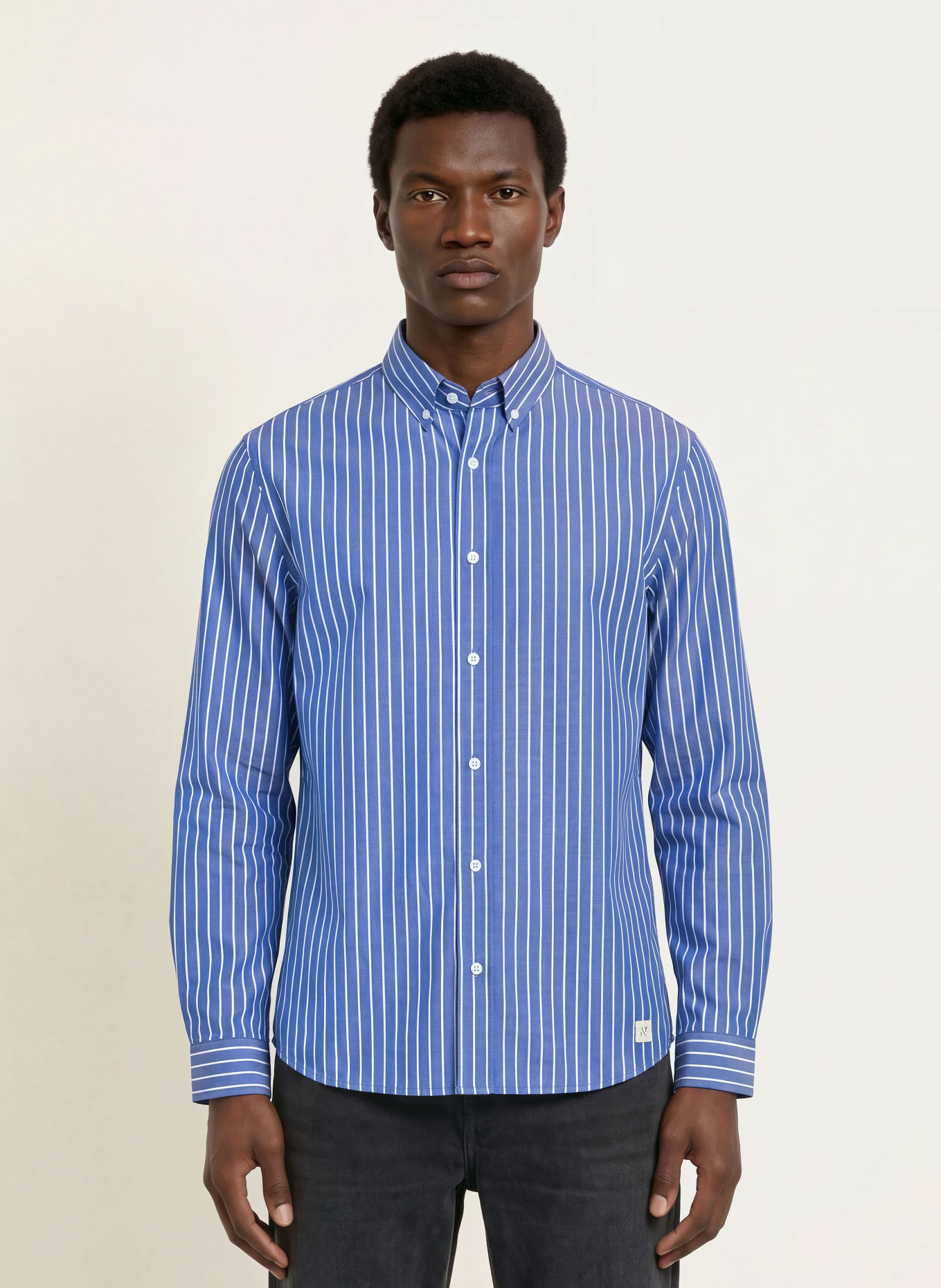 NOWADAYS Overhemd Comfort Fit: BLAUW / WIT