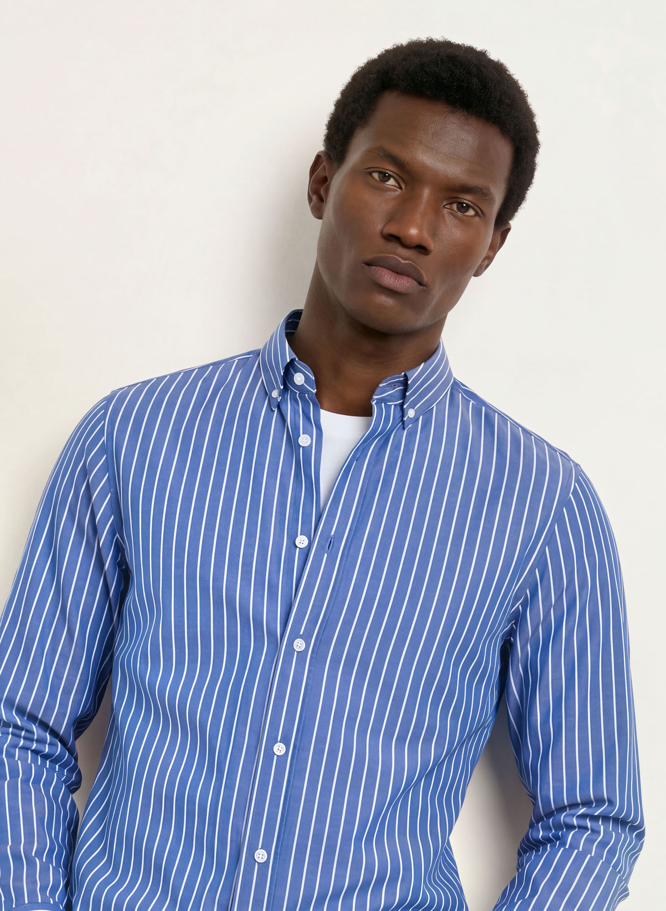NOWADAYS Overhemd Comfort Fit: BLAUW / WIT