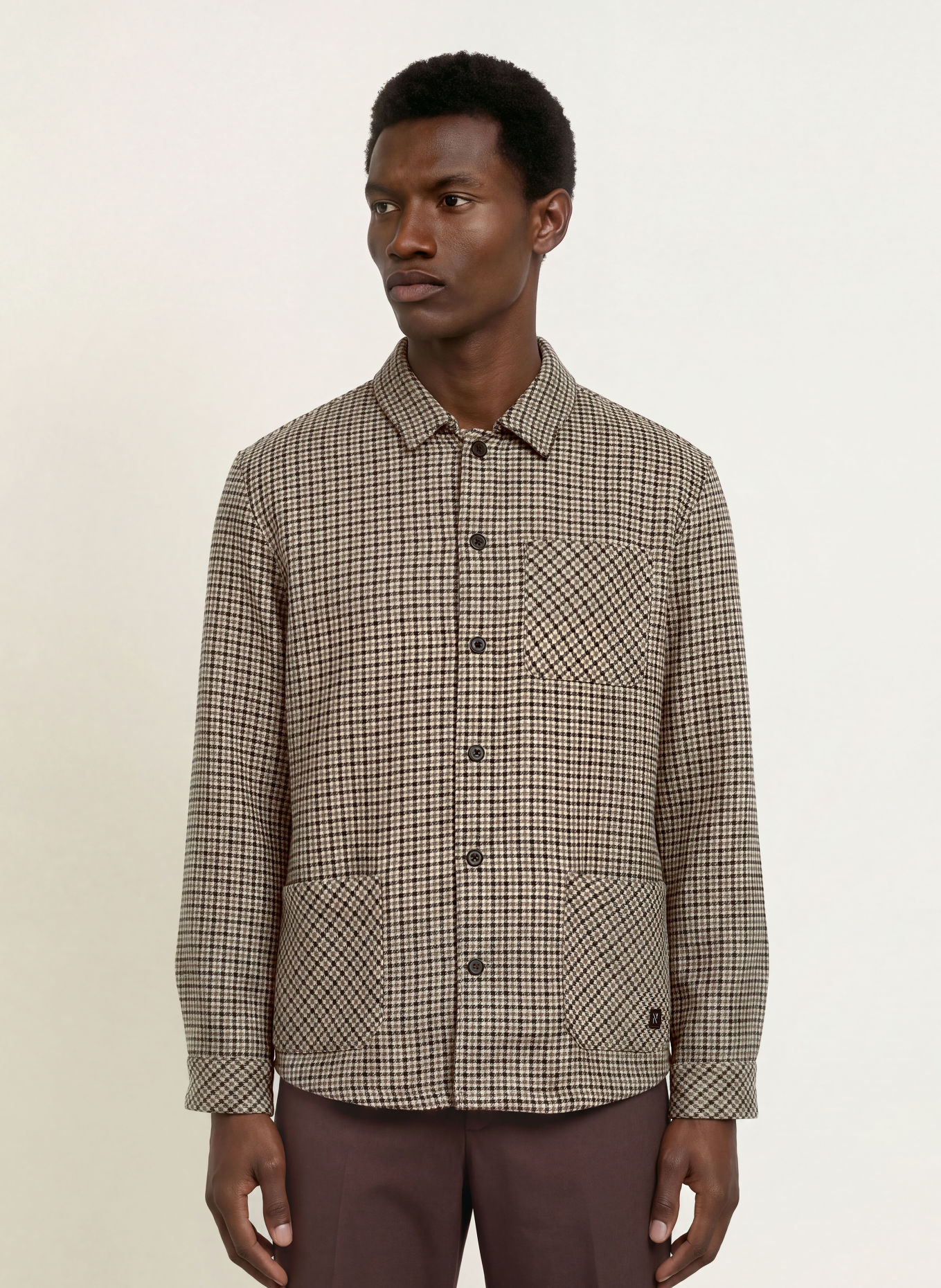 NOWADAYS Surchemise: MARRON / BEIGE / NOIR