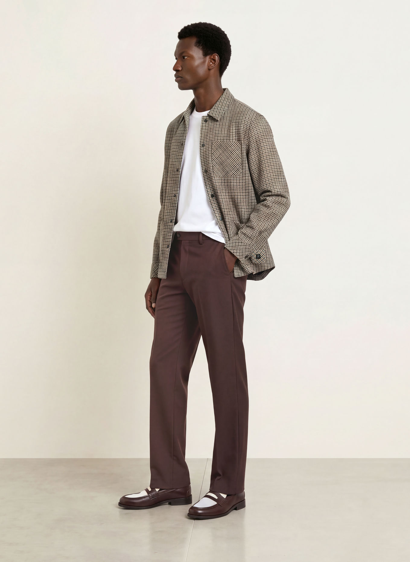 NOWADAYS Surchemise: MARRON / BEIGE / NOIR