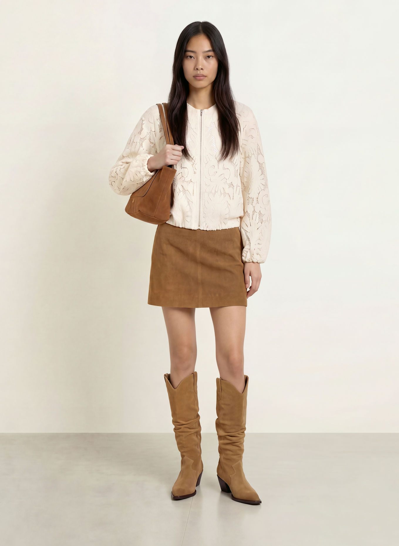 Y.A.S. Kanten blouson: CRÈME