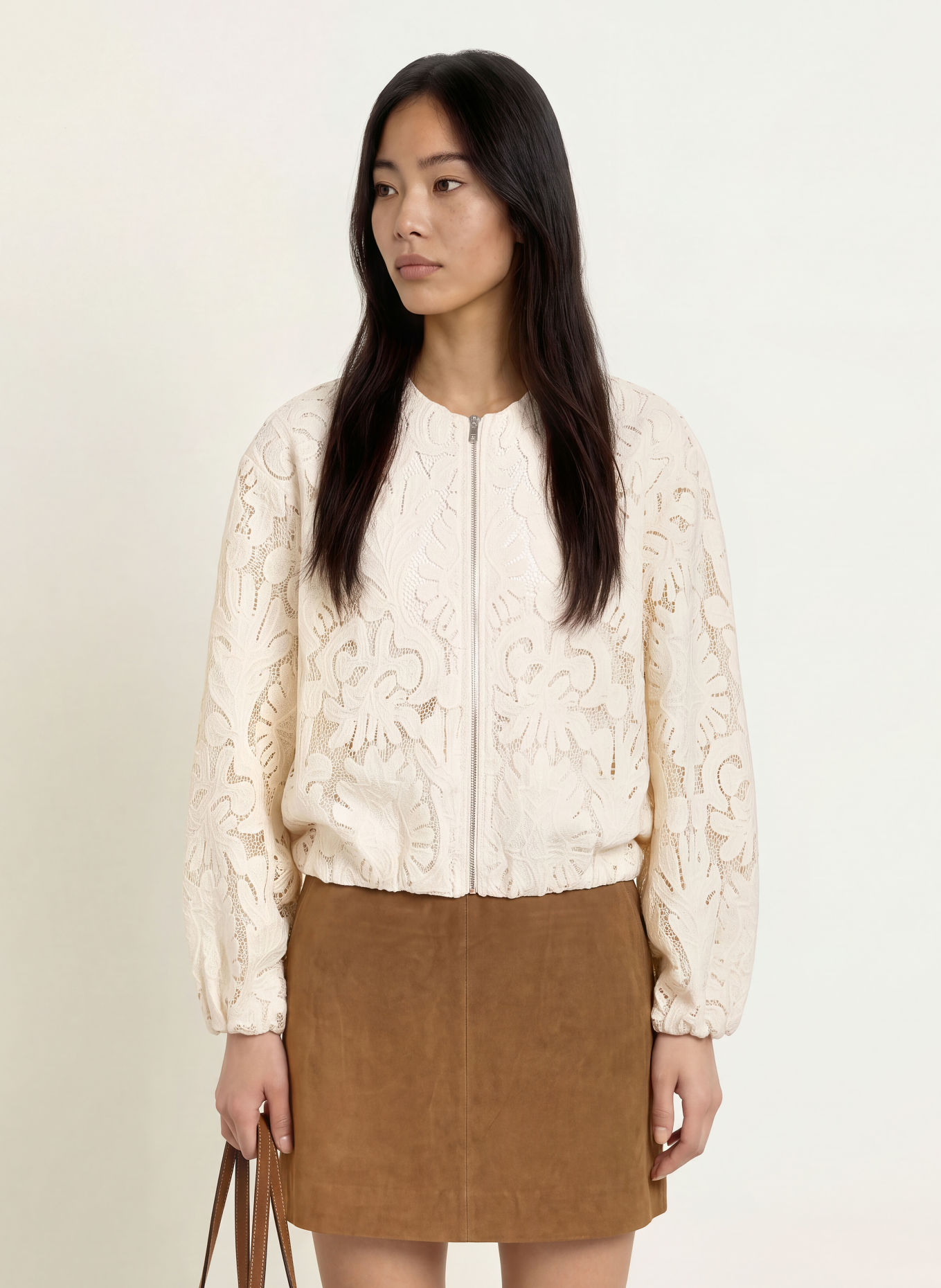 Y.A.S. Kanten blouson: CRÈME