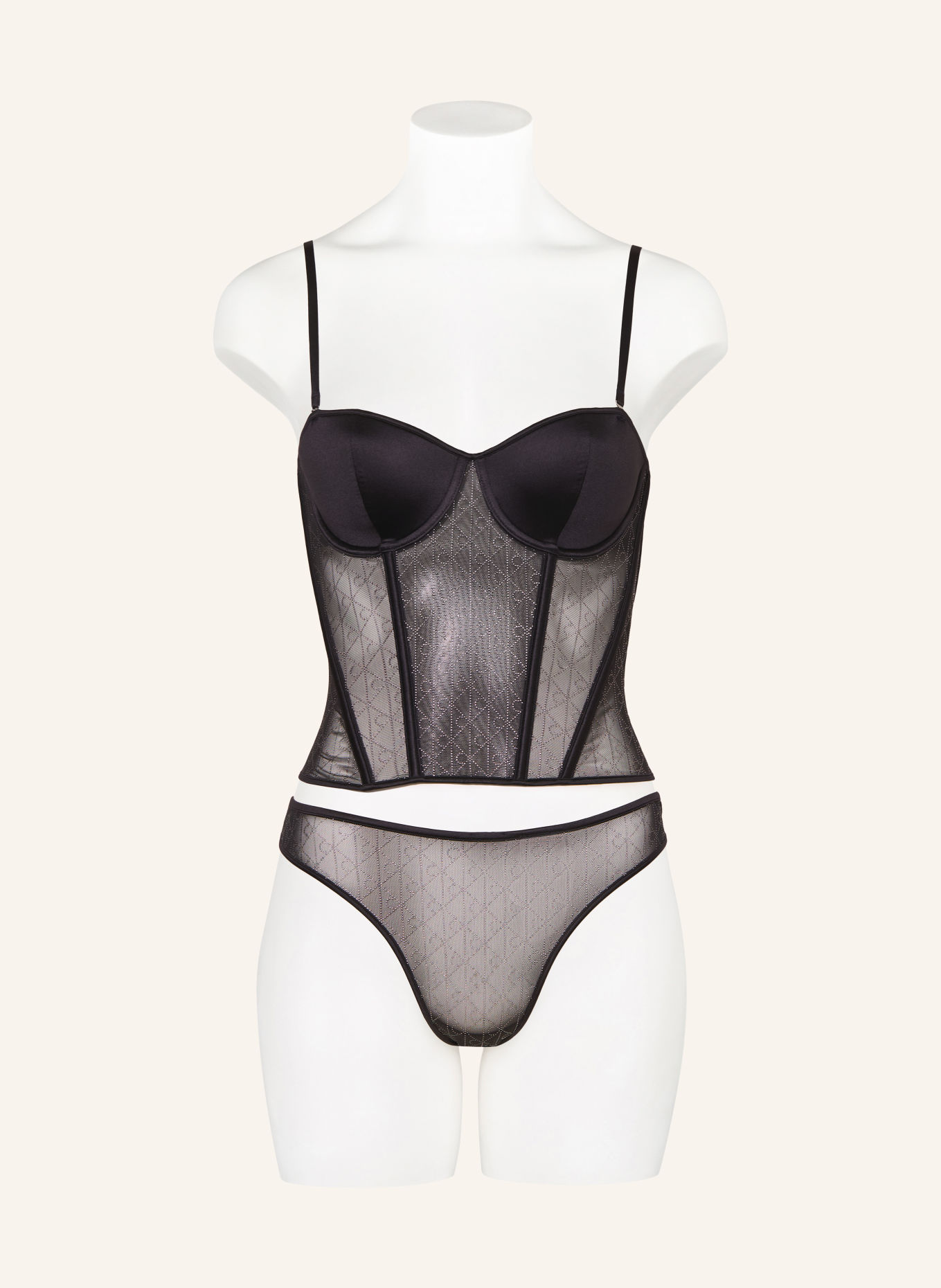 Calvin Klein String MINIMALIST EMBLEM met sierstenen: ZWART