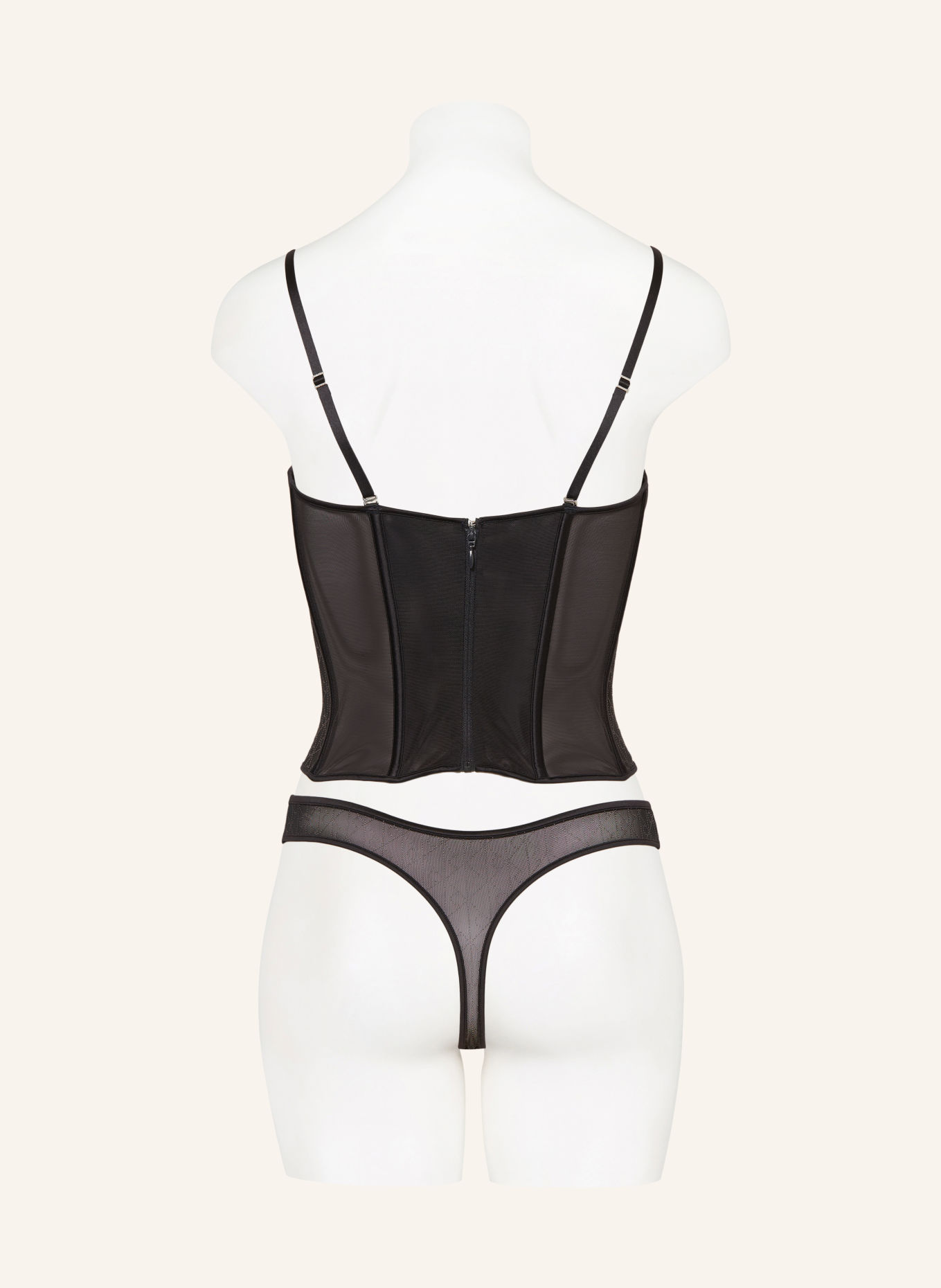 Calvin Klein String MINIMALIST EMBLEM met sierstenen: ZWART