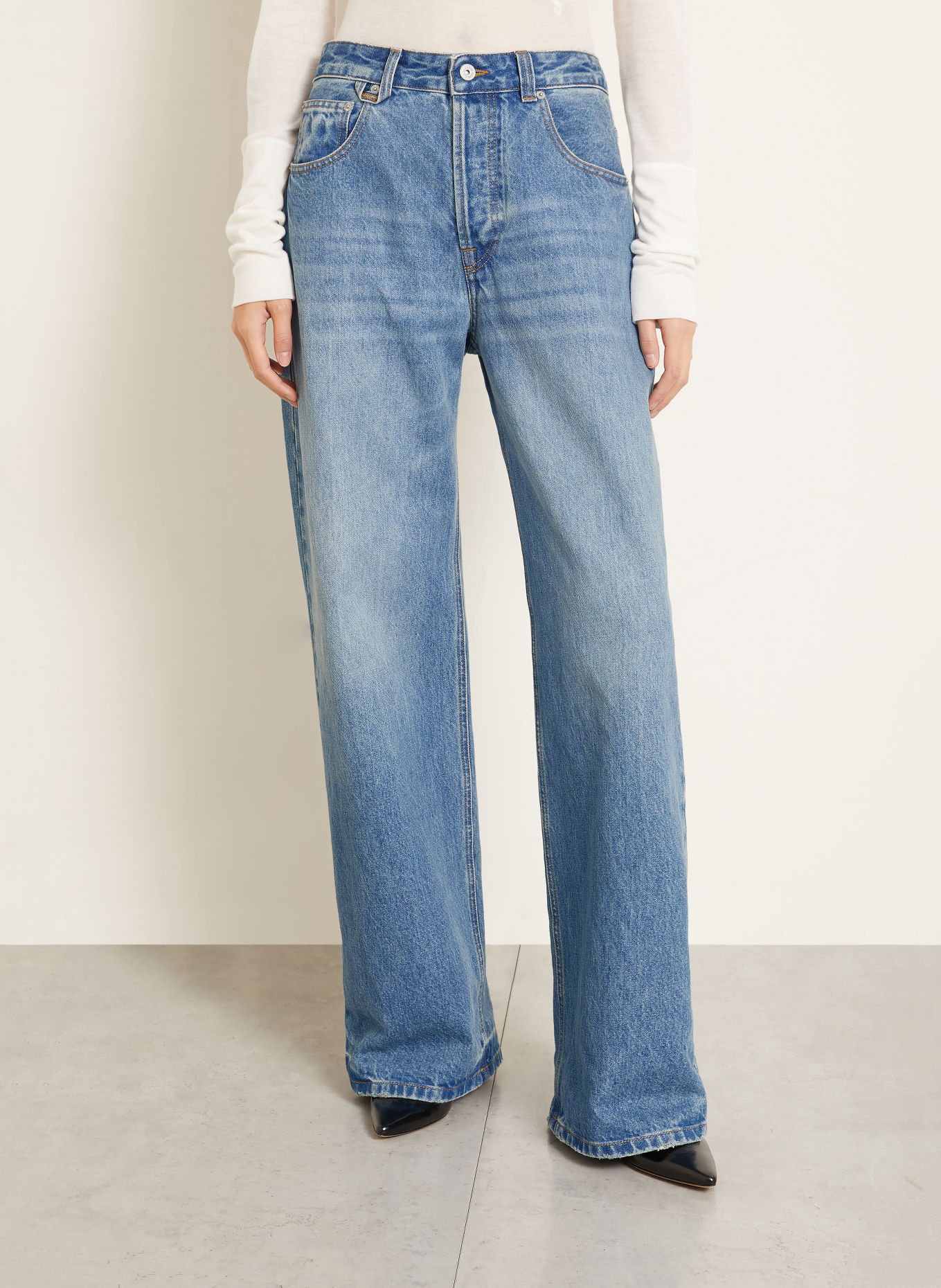 JACQUEMUS Wide Leg Jeans LE DE-NIMES LARGE: 33C BLUE/TABAC