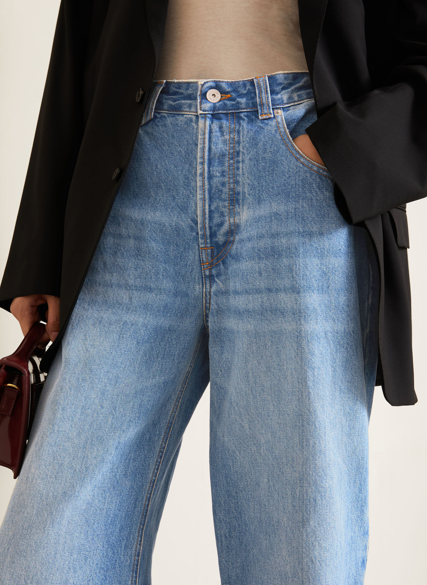 JACQUEMUS Wide Leg Jeans LE DE-NIMES LARGE: 33C BLUE/TABAC