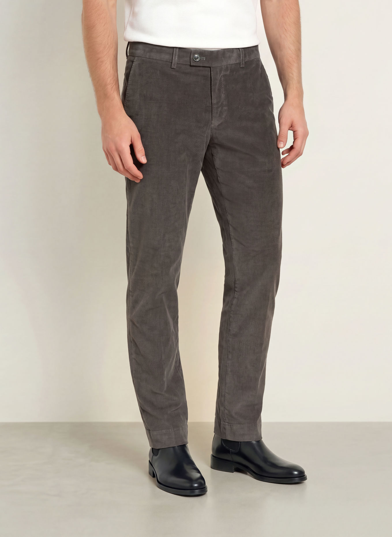HILTL Pantaloni din velur PARMA, croială regulată: GRI