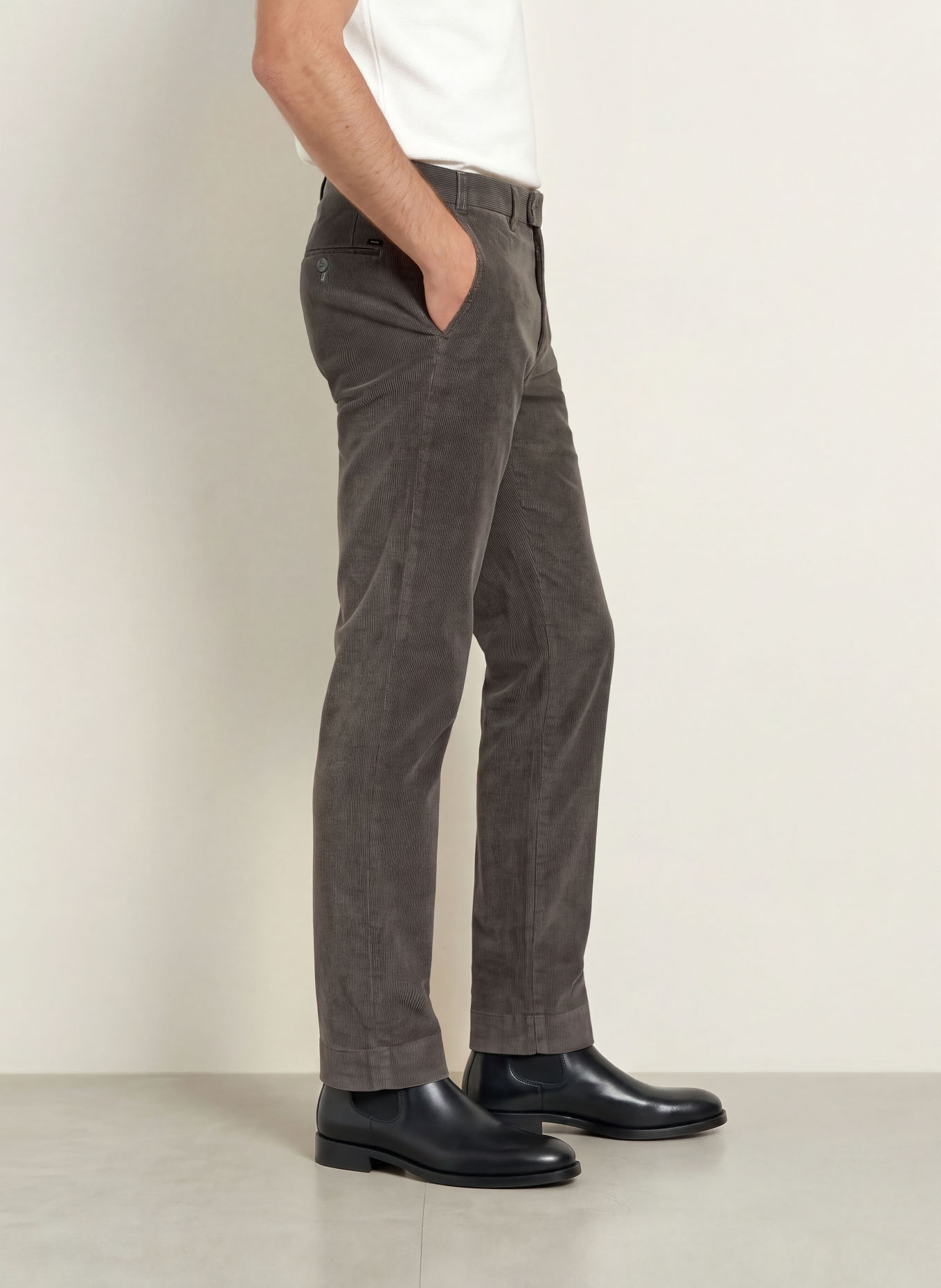 HILTL Pantaloni din velur PARMA, croială regulată: GRI