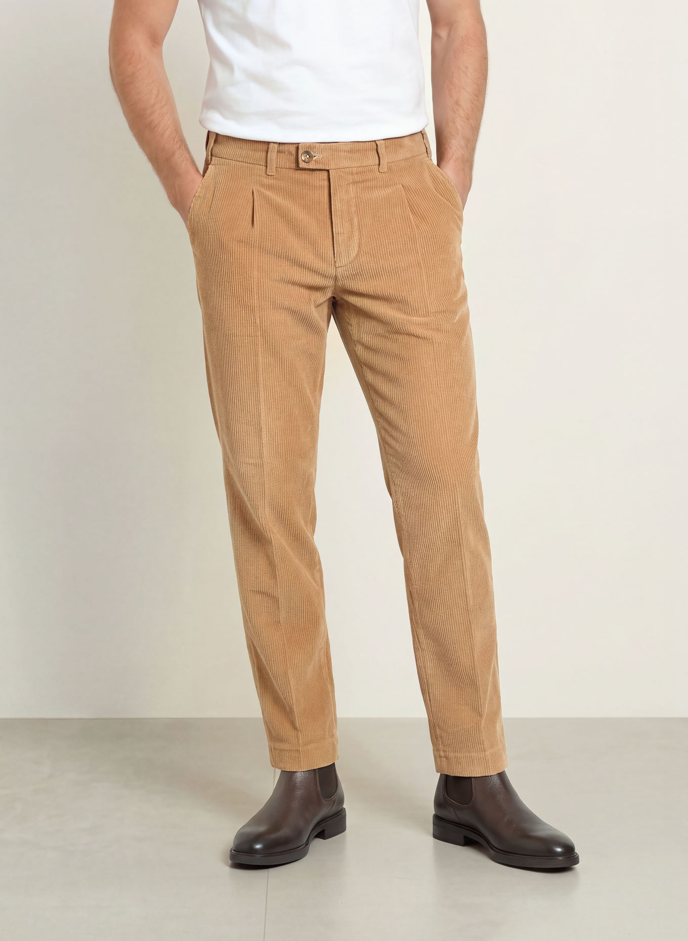 HILTL Pantaloni din velur PRIMO, croială regular: BEJ