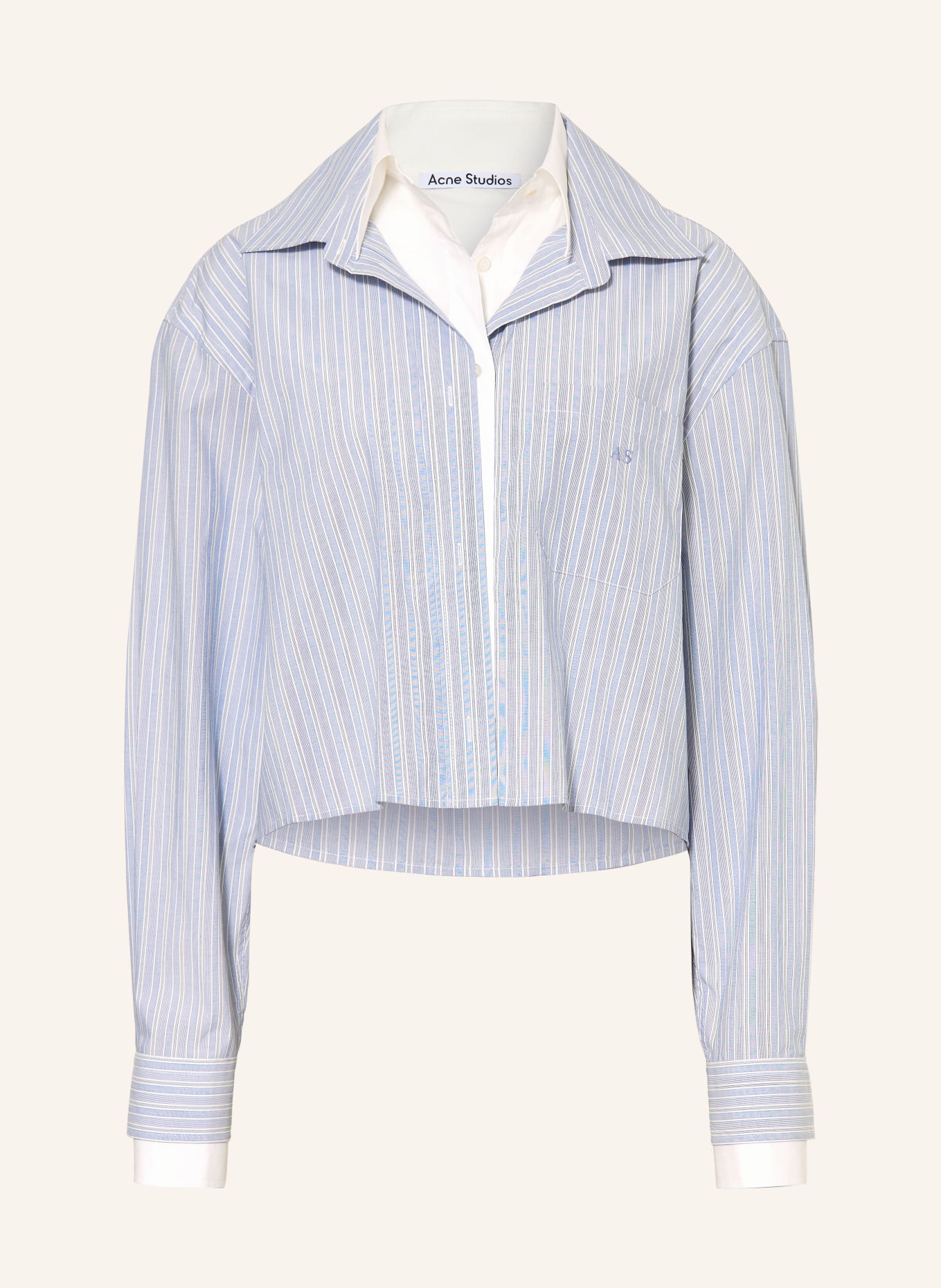 Acne Studios Overhemdblouse van gemengde stoffen: LICHTBLAUW / GRIJS / WIT