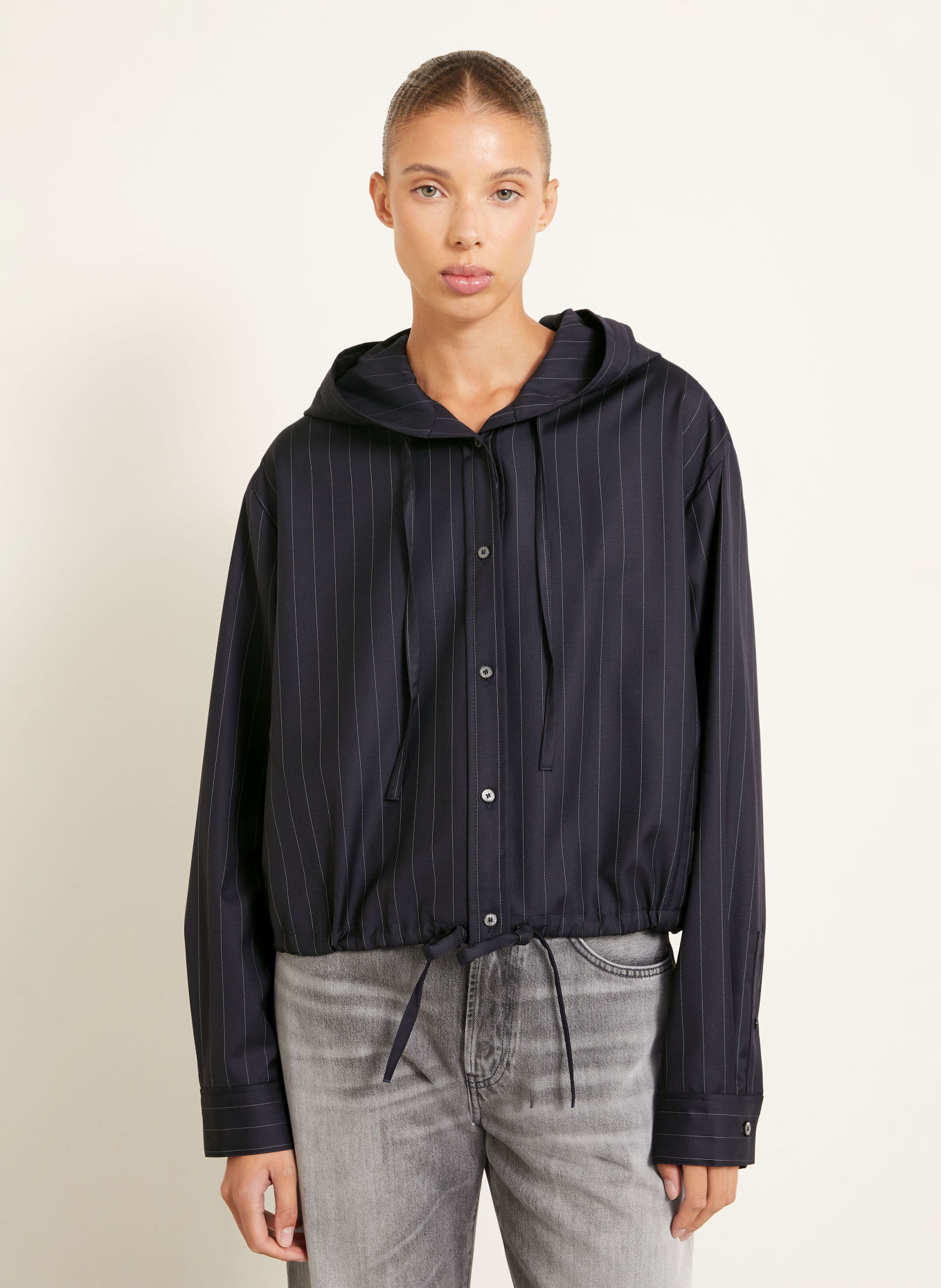Acne Studios Overjacket: DONKERBLAUW / WIT