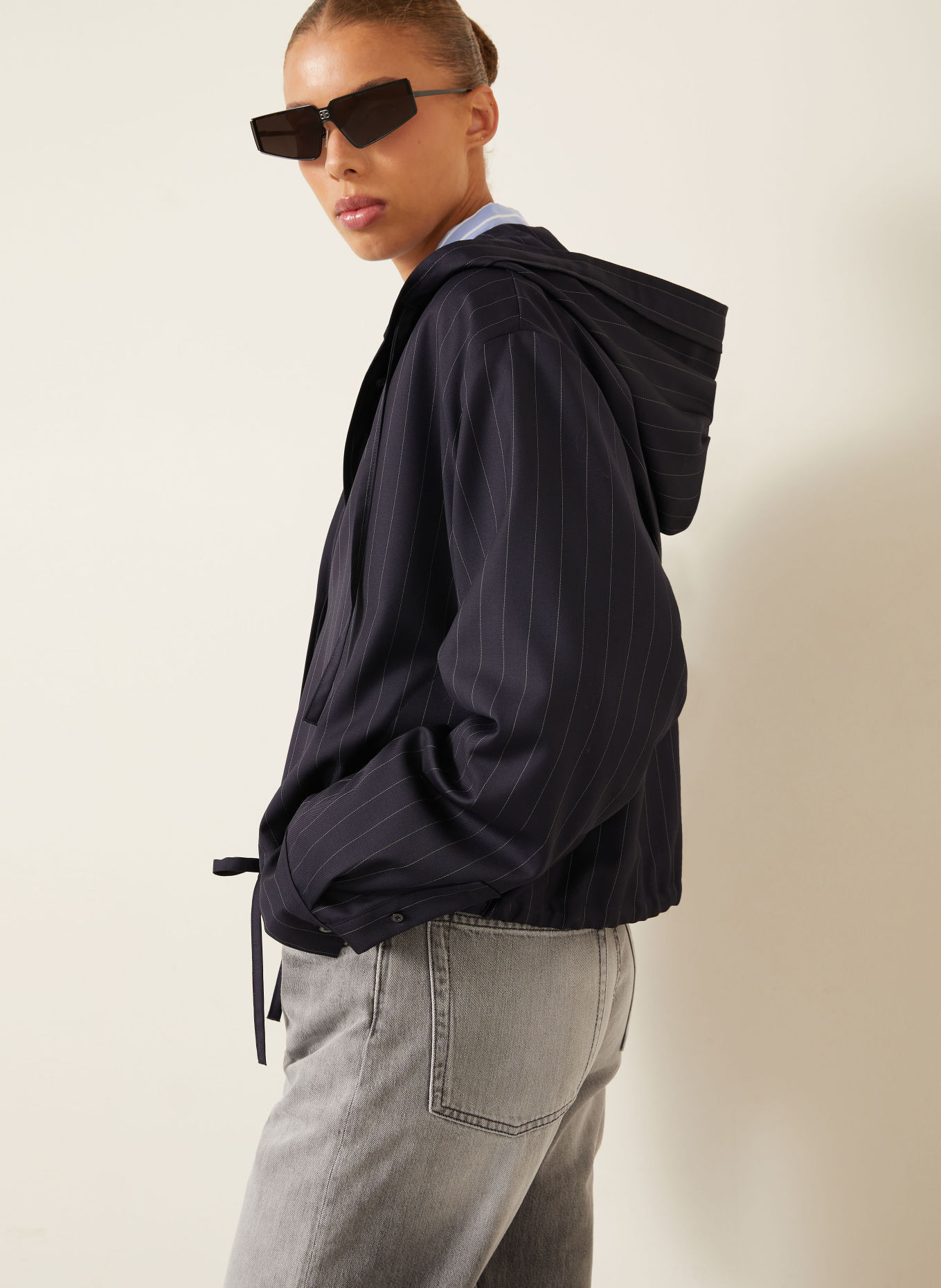Acne Studios Overjacket: DONKERBLAUW / WIT