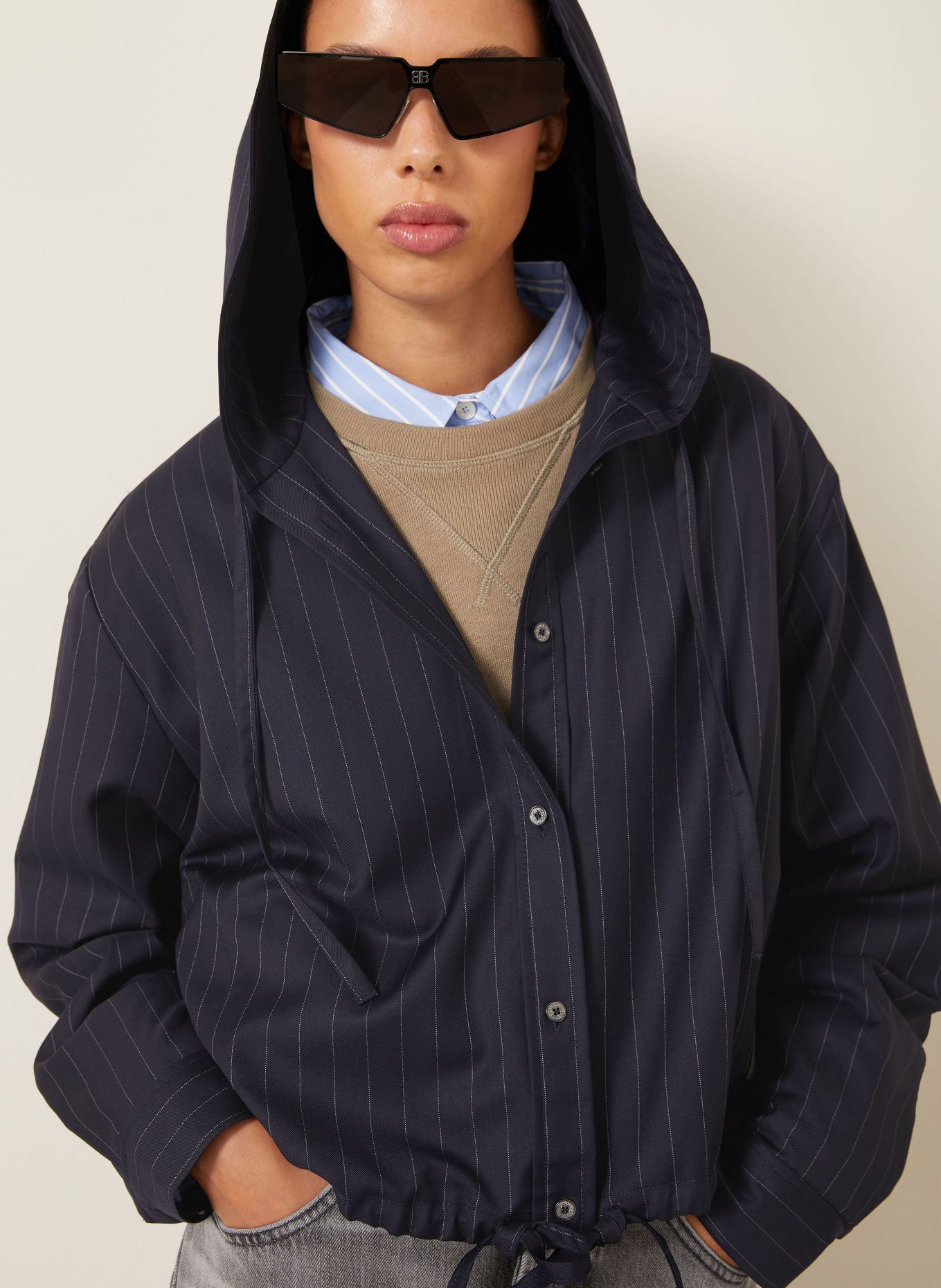 Acne Studios Overjacket: DONKERBLAUW / WIT