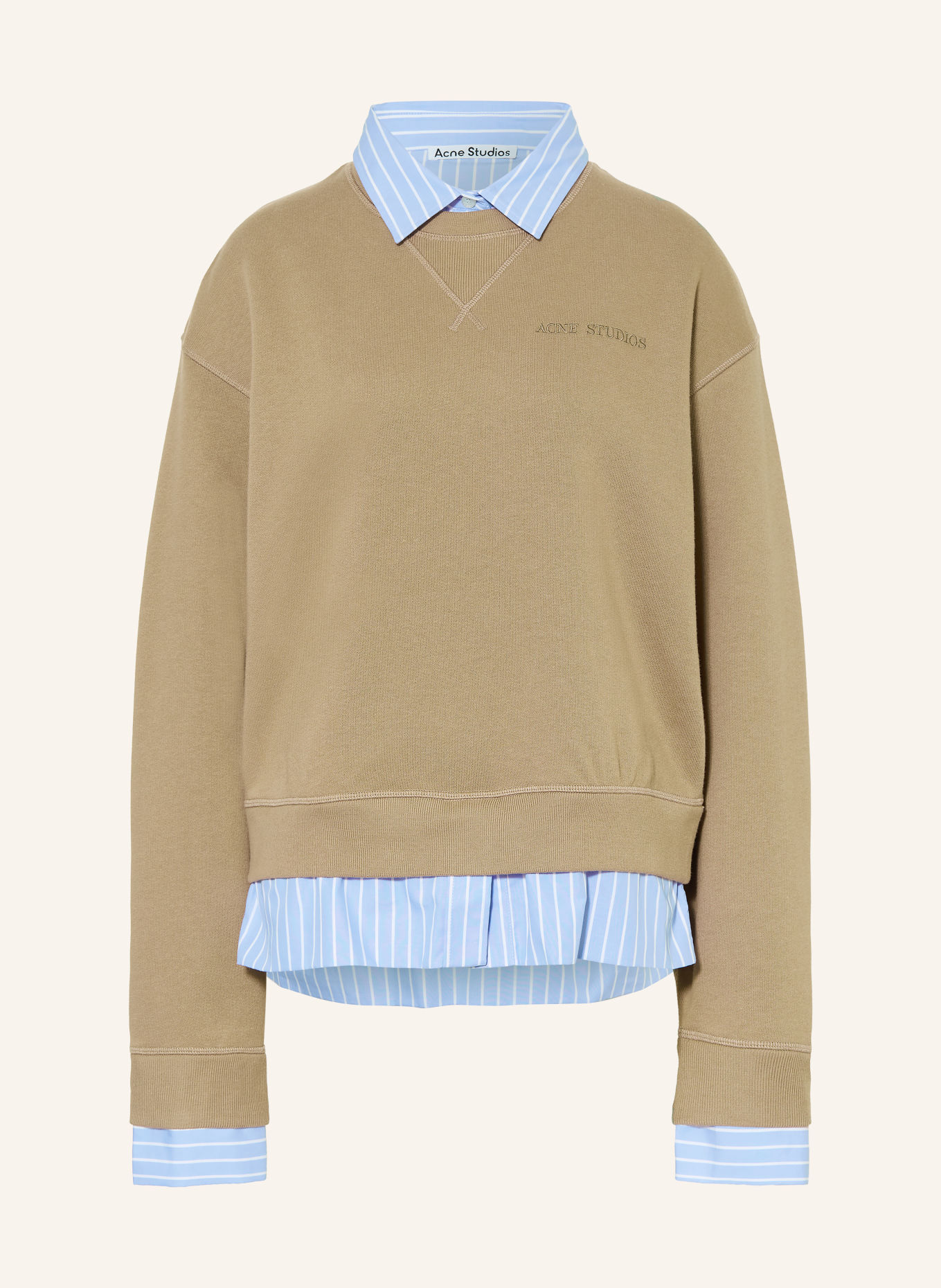 Acne Studios Sweatshirt im Materialmix: KHAKI / HELLBLAU / WEISS