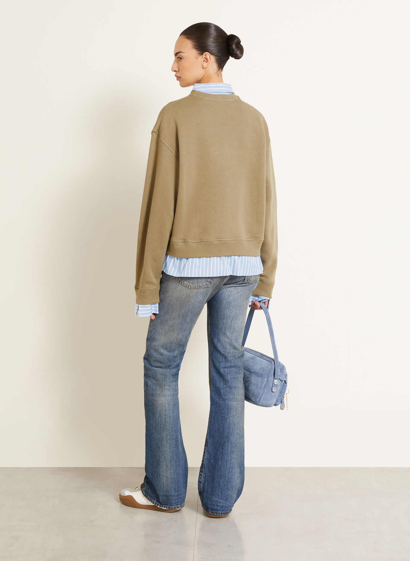 Acne Studios Sweatshirt im Materialmix: KHAKI / HELLBLAU / WEISS