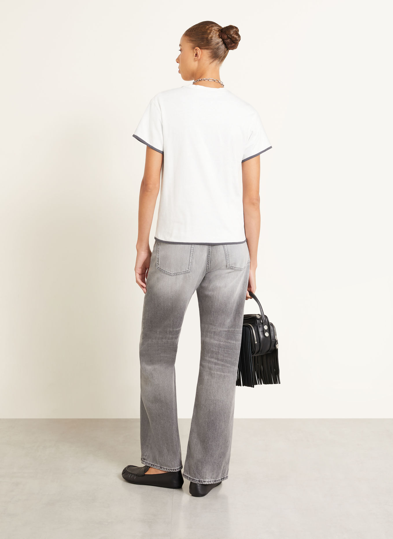 Acne Studios Omkeerbaar T-shirt: DONKERGRIJS / WIT