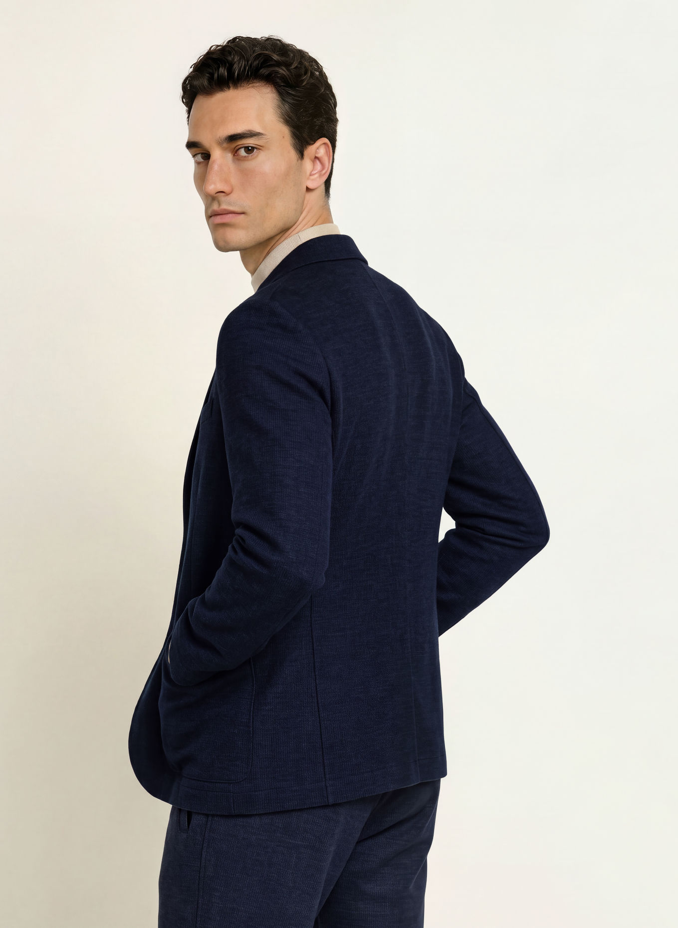 HARRIS WHARF LONDON Sacou de costum cu croială extra slim fit din jersey: VA02 navy blue