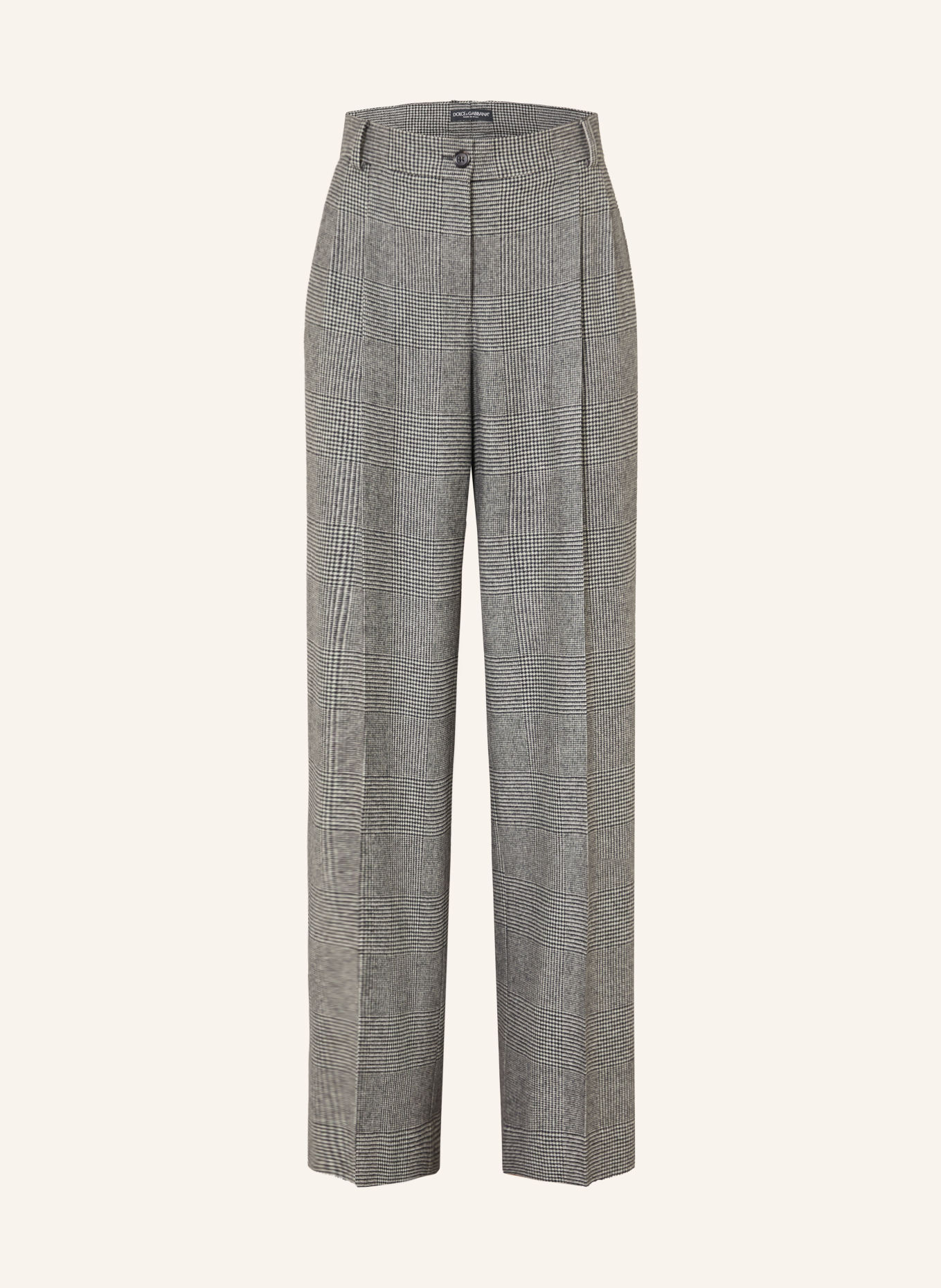 DOLCE & GABBANA Pantalon palazzo en flanelle: GRIS FONCÉ / CRÈME