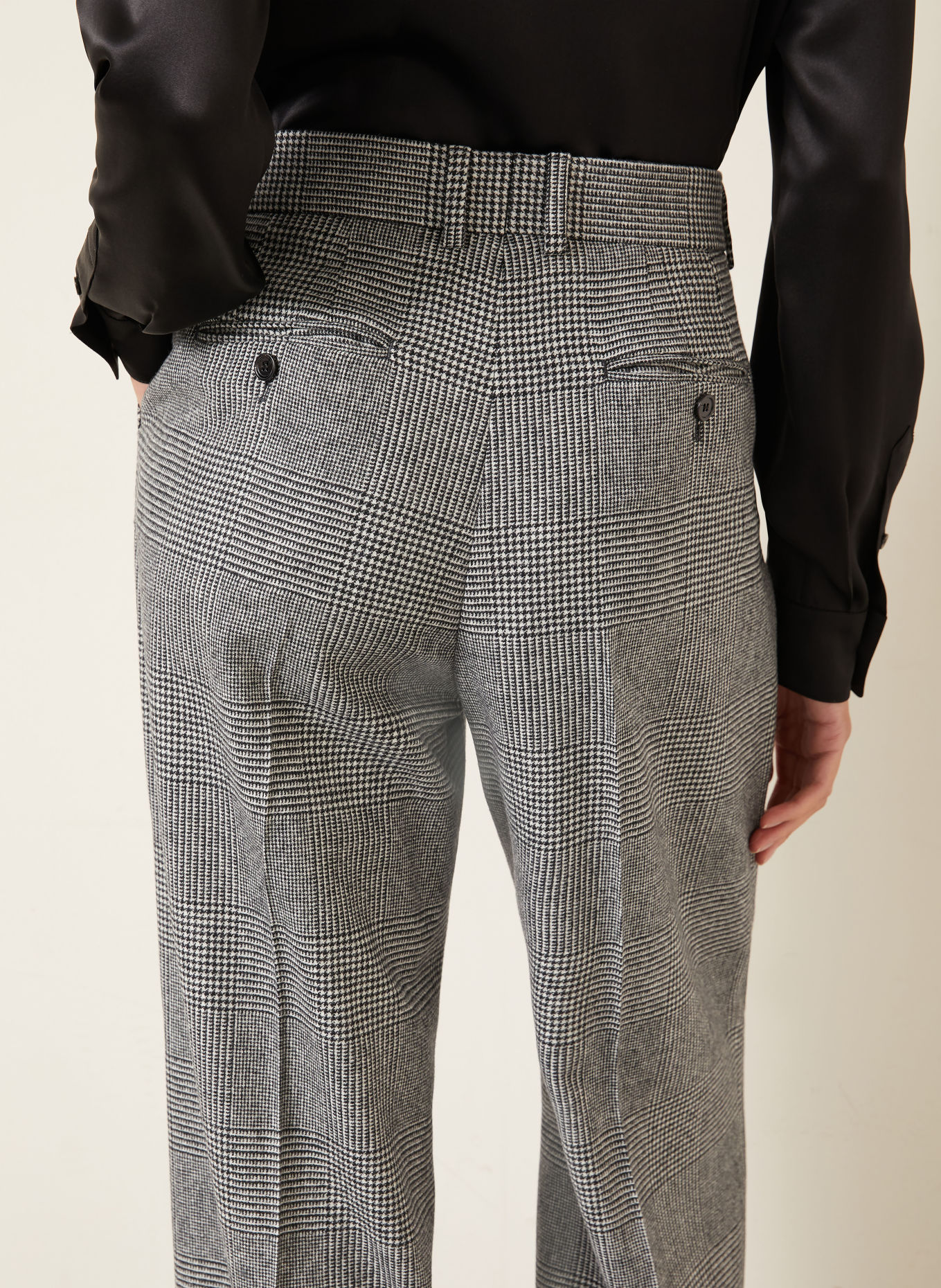 DOLCE & GABBANA Pantalon palazzo en flanelle: GRIS FONCÉ / CRÈME